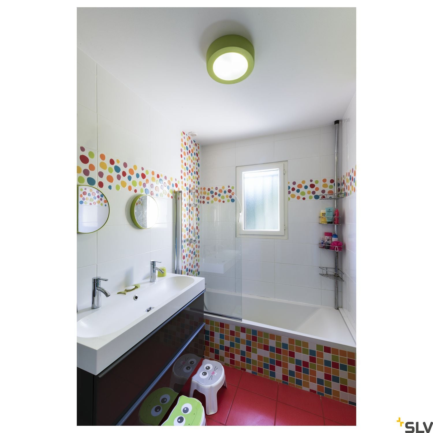 SLV Ceiling light, GL 105 E27, round, white plaster, max. 2x 25W 148001