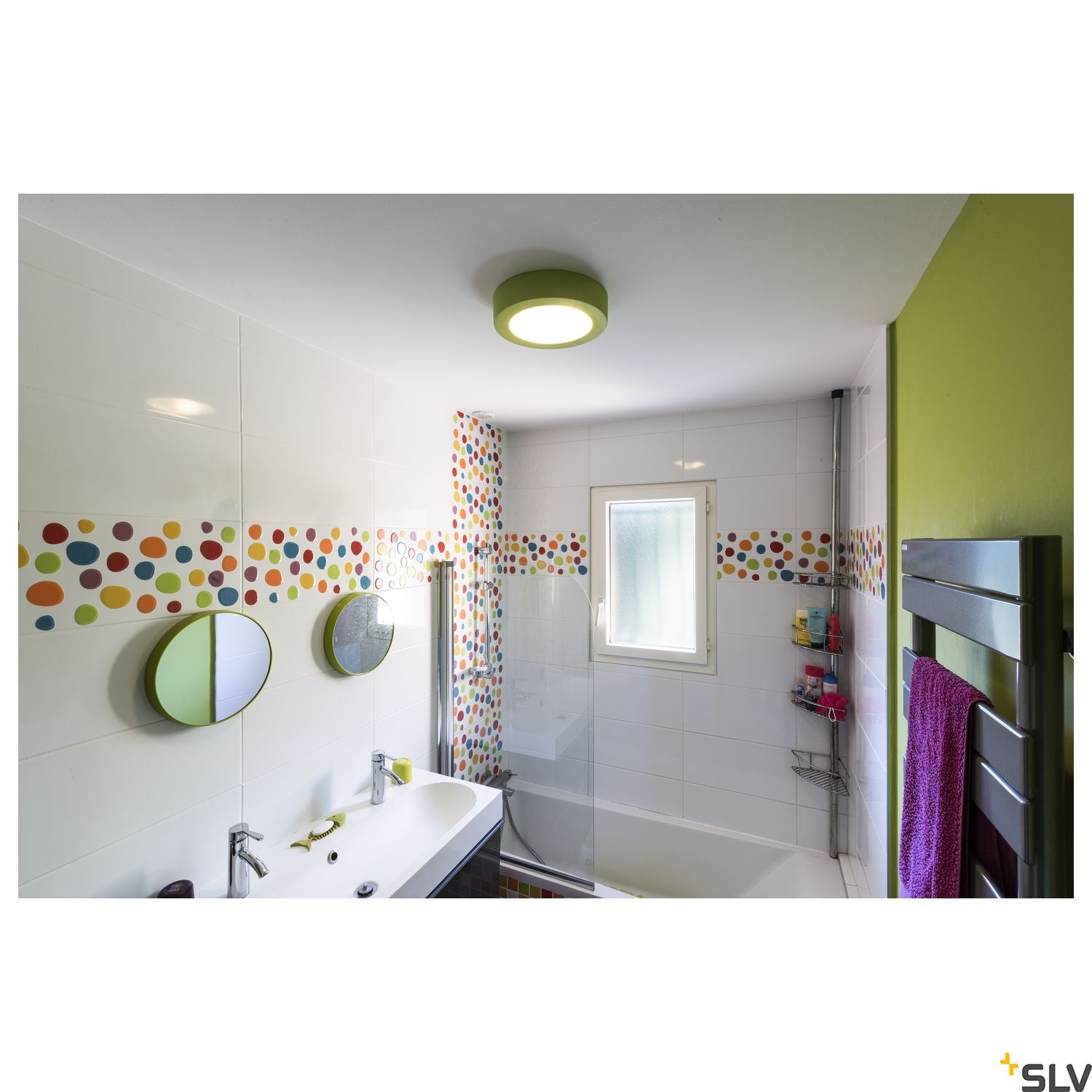 SLV Ceiling light, GL 105 E27, round, white plaster, max. 2x 25W 148001