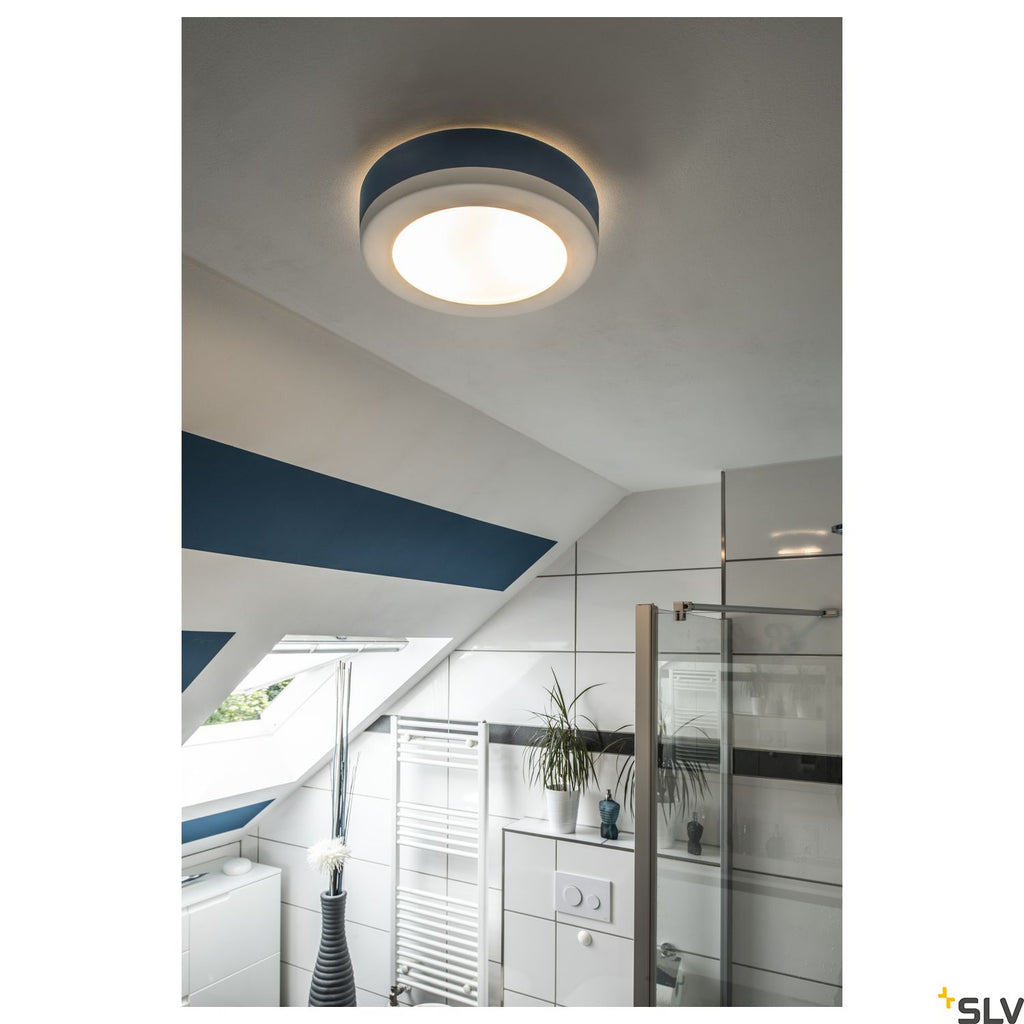 SLV Ceiling light, GL 105 E27, round, white plaster, max. 2x 25W 148001