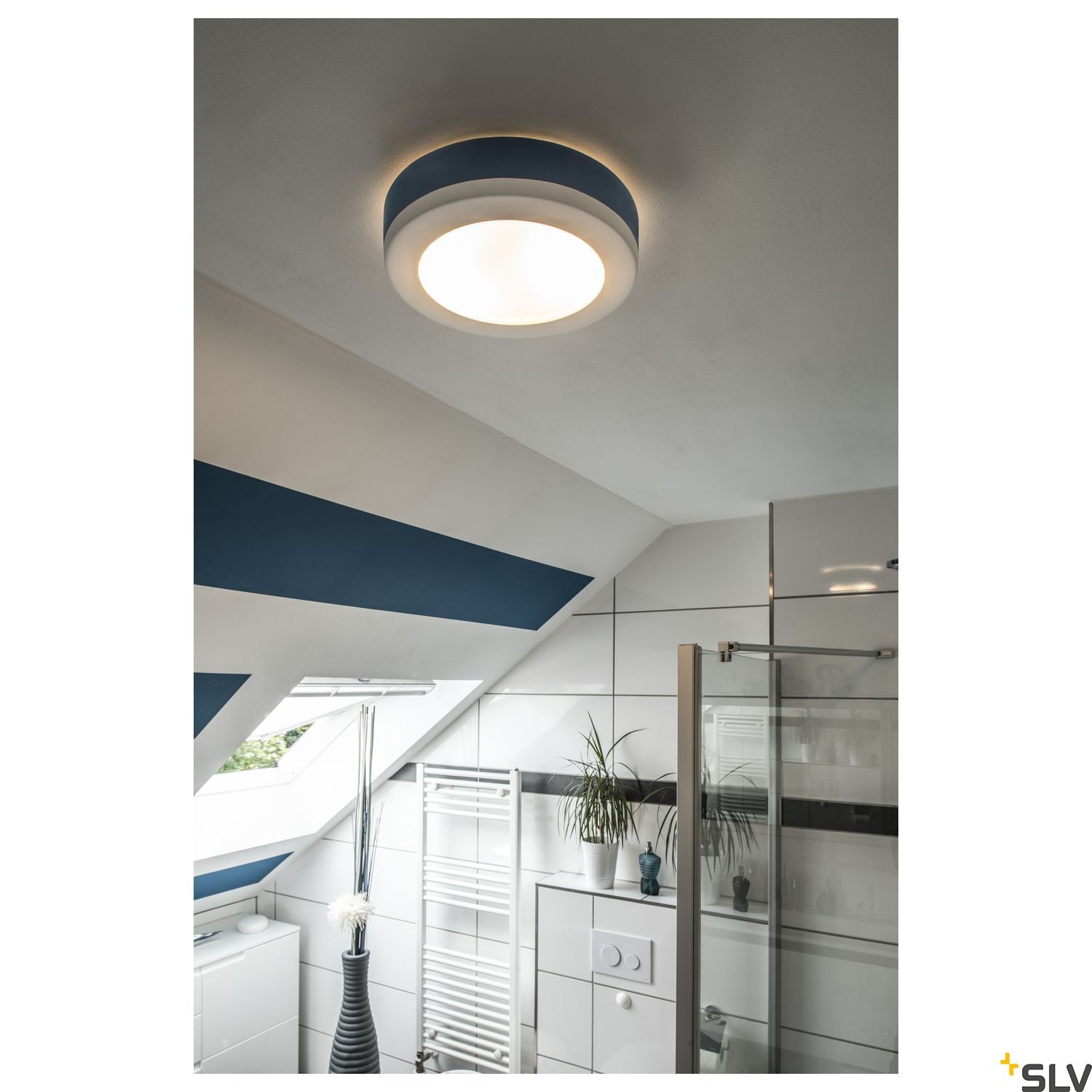 SLV Ceiling light, GL 105 E27, round, white plaster, max. 2x 25W 148001