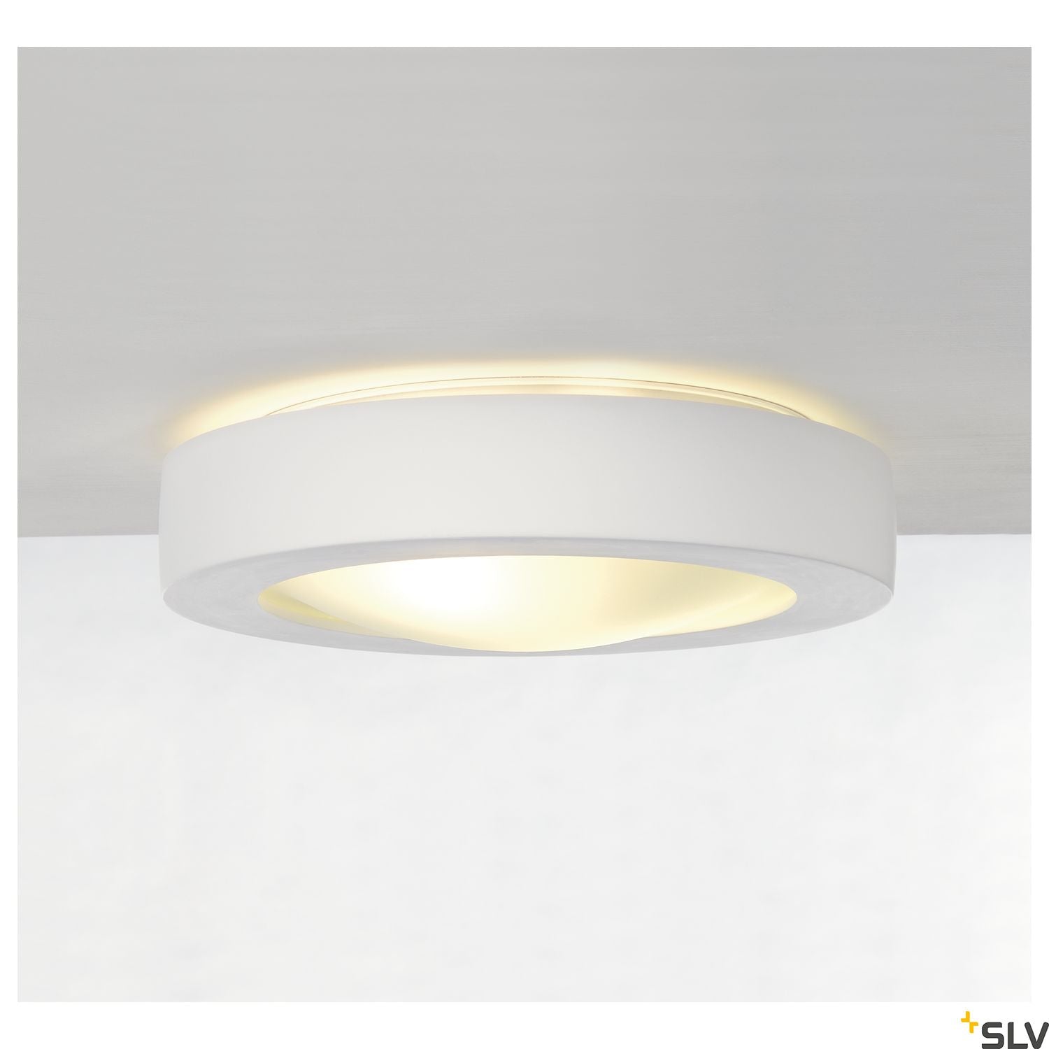 SLV Ceiling light, GL 105 E27, round, white plaster, max. 2x 25W 148001