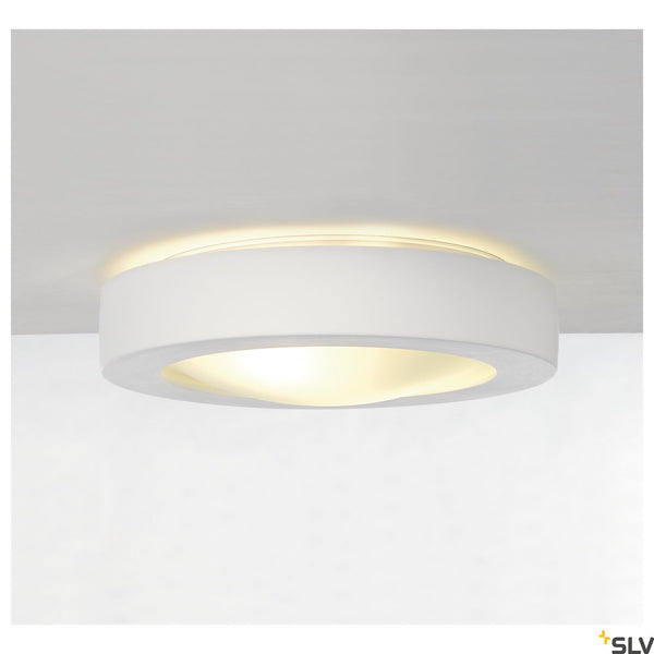 SLV Ceiling light, GL 105 E27, round, white plaster, max. 2x 25W 148001