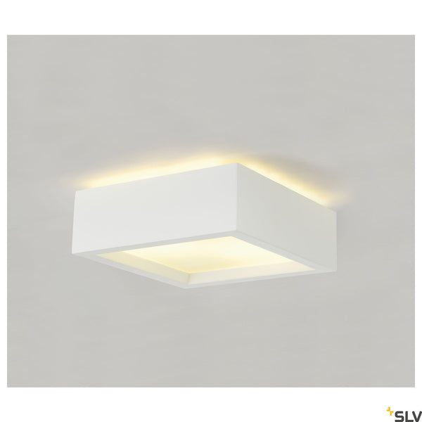 SLV Ceiling light, GL 104 E27, square, white plaster, max. 2x 25W 148002