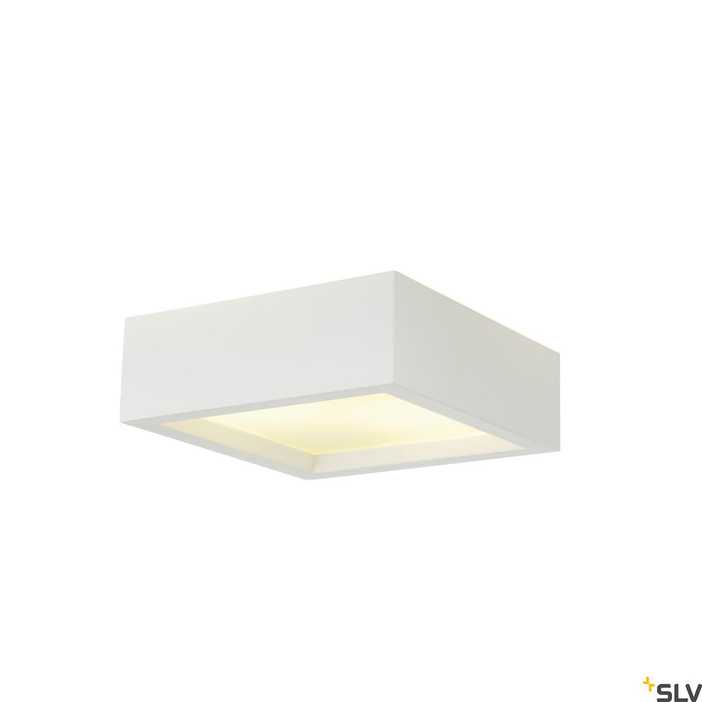 SLV Ceiling light, GL 104 E27, square, white plaster, max. 2x 25W 148002