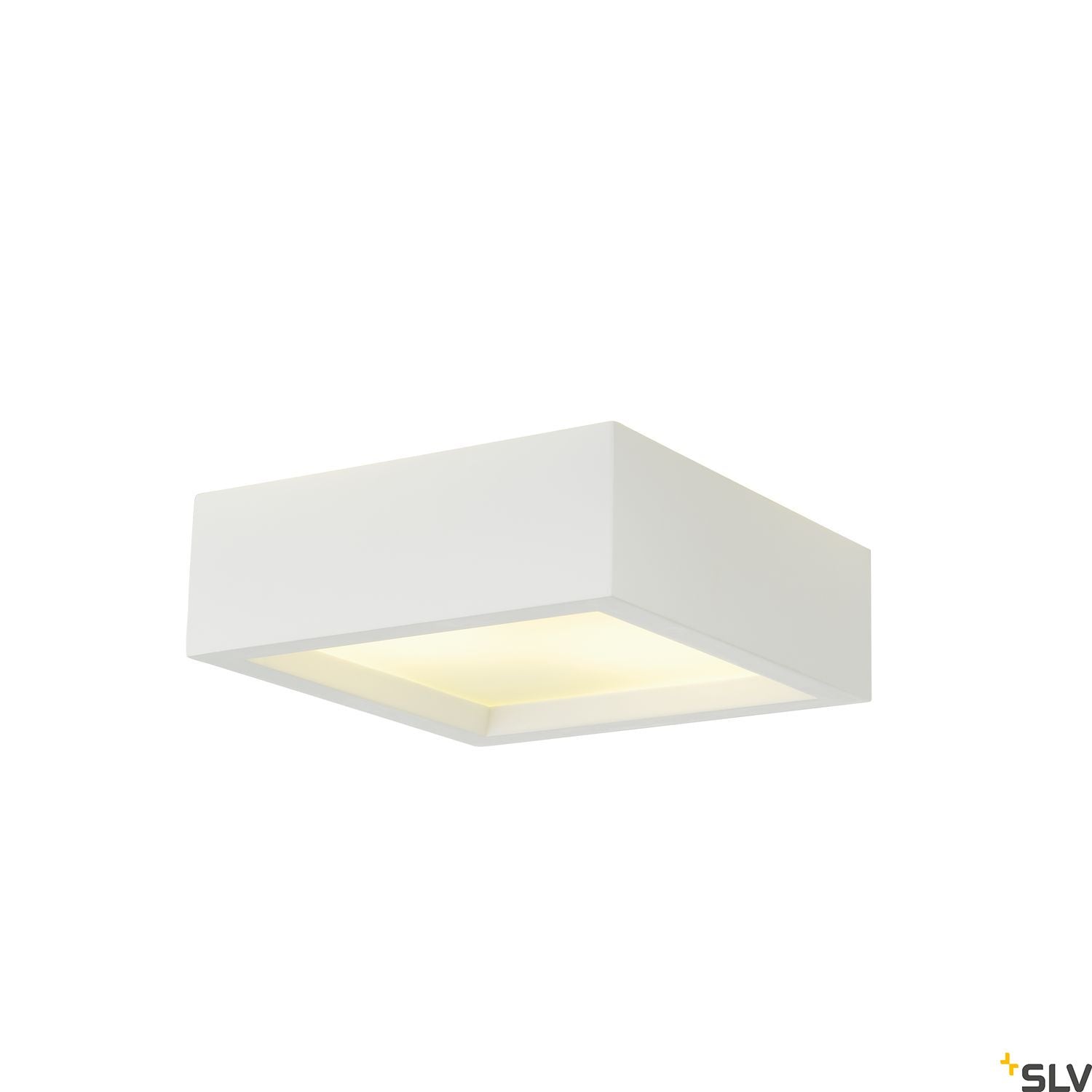 SLV Ceiling light, GL 104 E27, square, white plaster, max. 2x 25W 148002