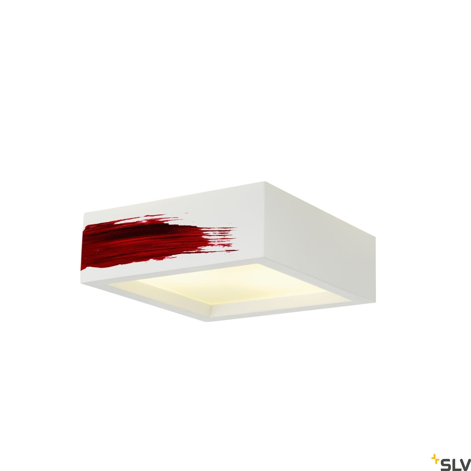 SLV Ceiling light, GL 104 E27, square, white plaster, max. 2x 25W 148002