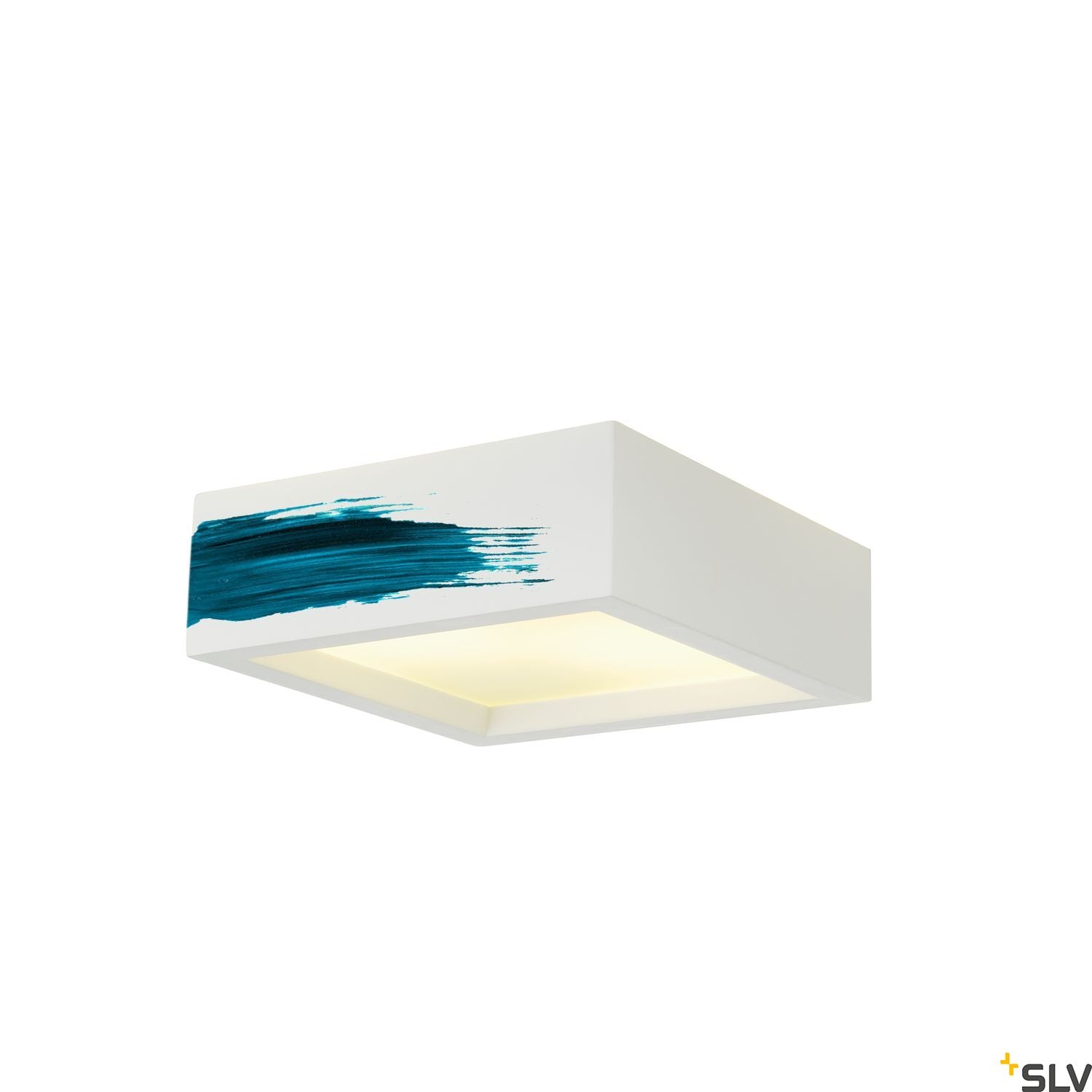 SLV Ceiling light, GL 104 E27, square, white plaster, max. 2x 25W 148002