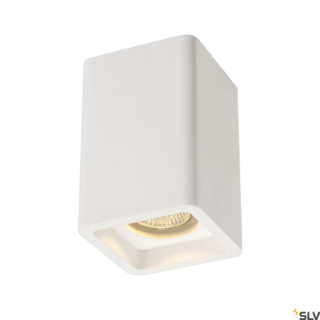 SLV Plaster ceiling light, CL-1, square, white plaster, GU10, max. 35W 148004
