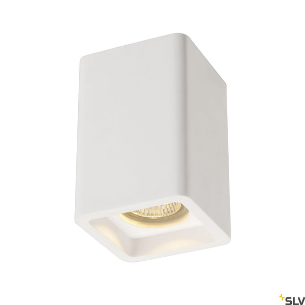 SLV Plaster ceiling light, CL-1, square, white plaster, GU10, max. 35W 148004