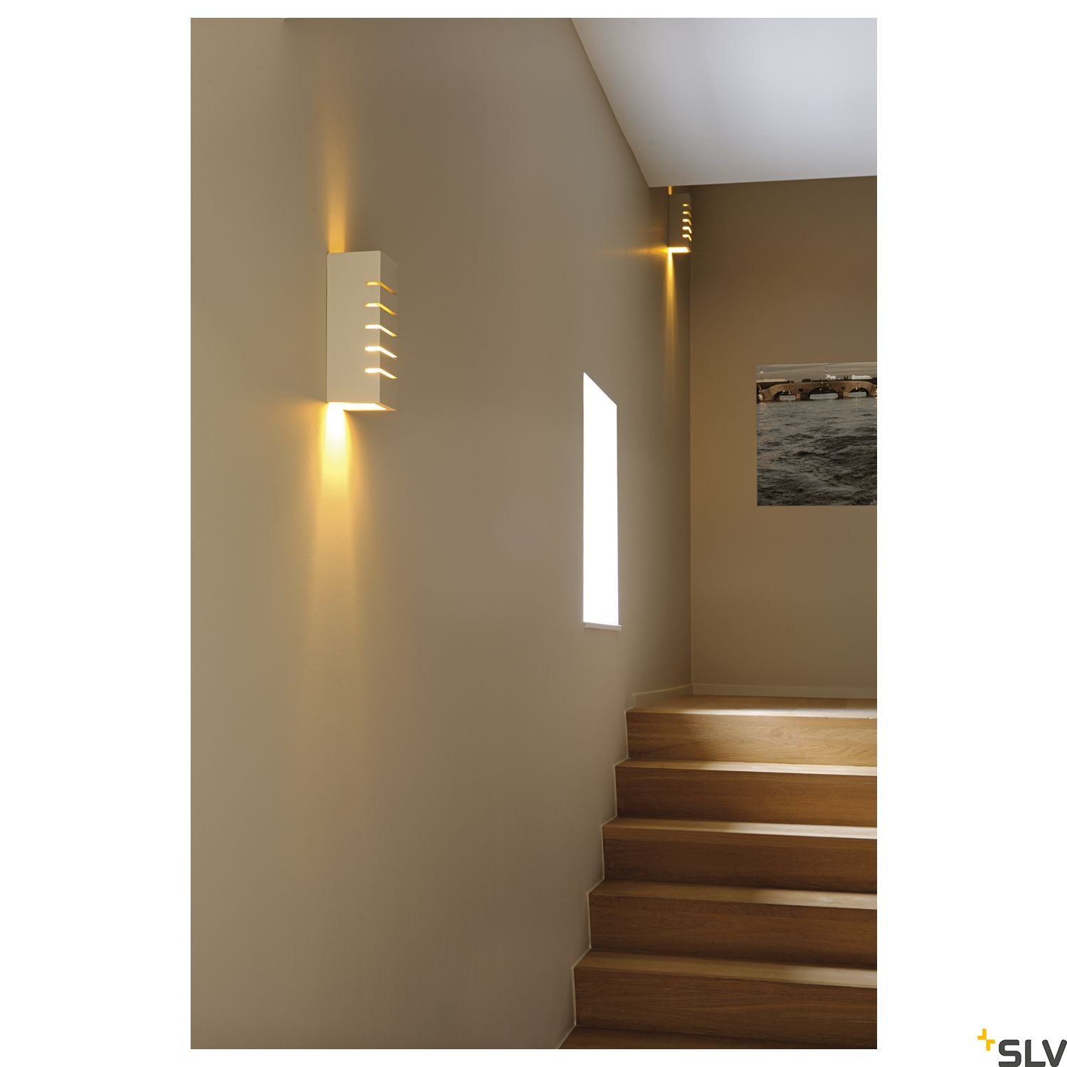 SLV Wall light, GL 100 SLOT, square, white plaster, E14, max. 40W 148010