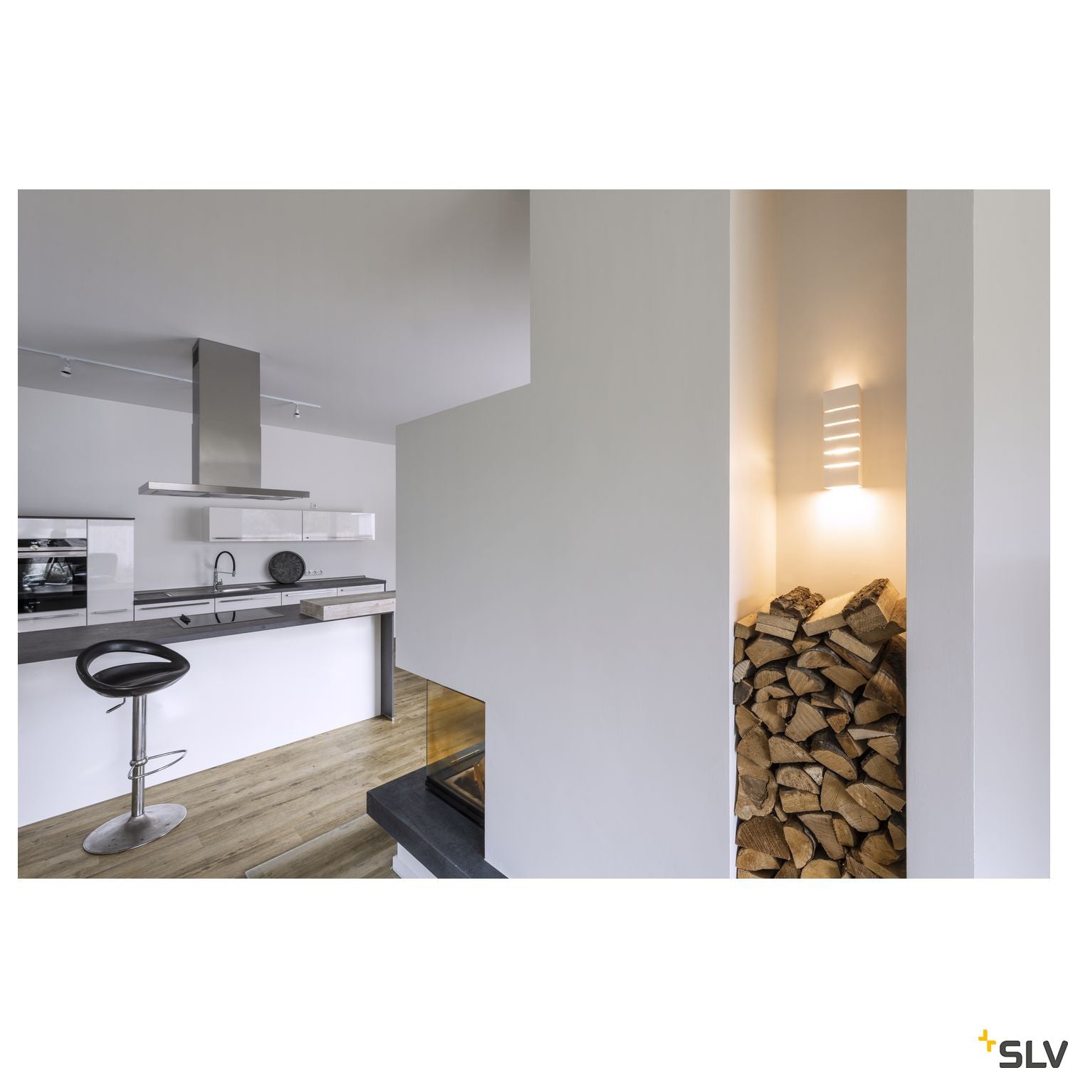 SLV Wall light, GL 100 SLOT, square, white plaster, E14, max. 40W 148010