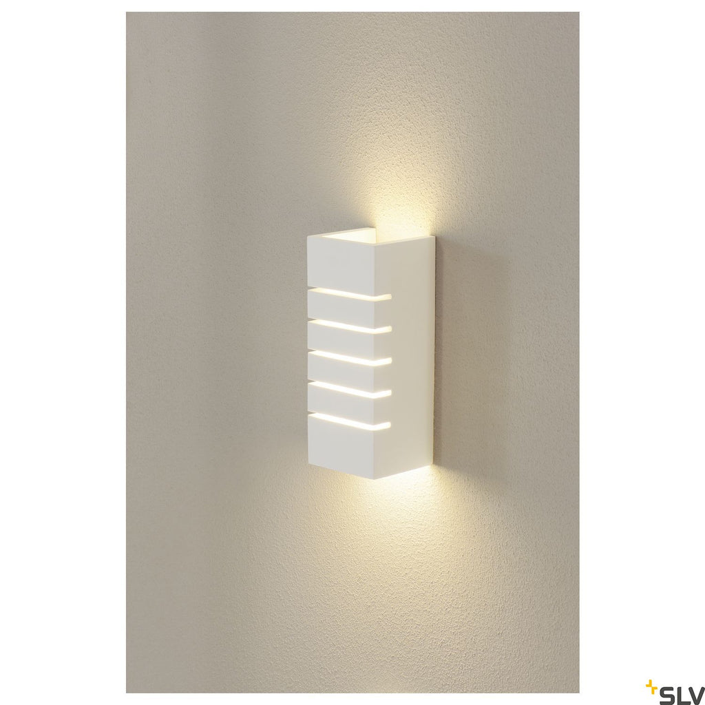 SLV Wall light, GL 100 SLOT, square, white plaster, E14, max. 40W 148010