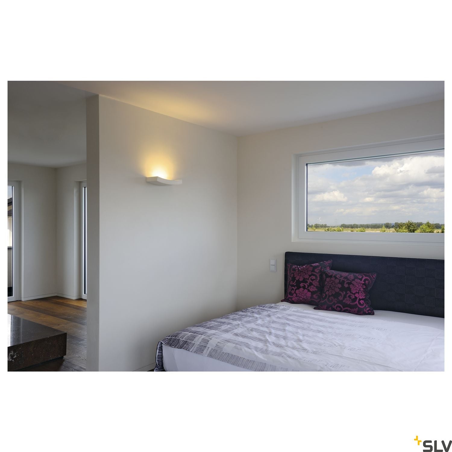 SLV Wall light, GL 102 CURVE, white plaster, R7s 78mm, max. 100W 148012