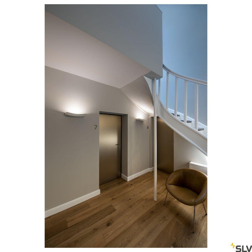 SLV Wall light, GL 102 CURVE, white plaster, R7s 78mm, max. 100W 148012