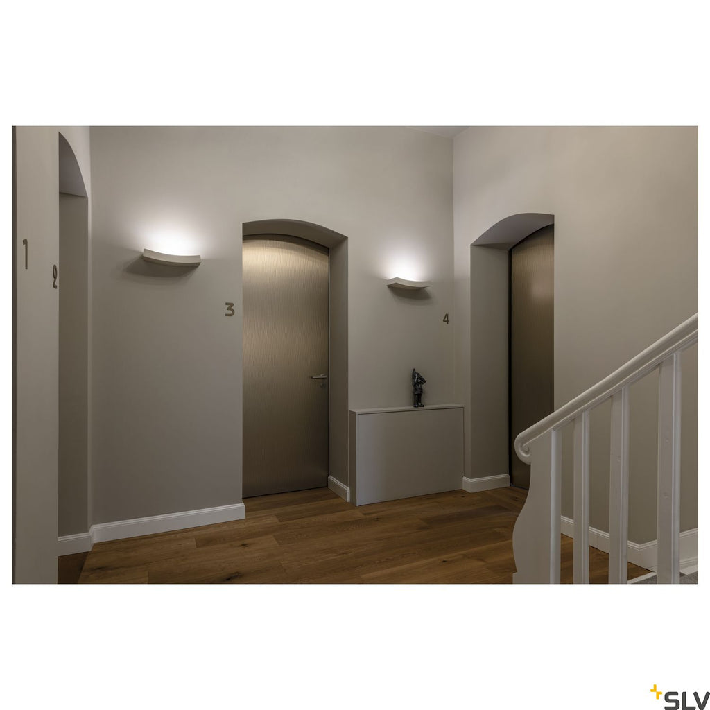SLV Wall light, GL 102 CURVE, white plaster, R7s 78mm, max. 100W 148012