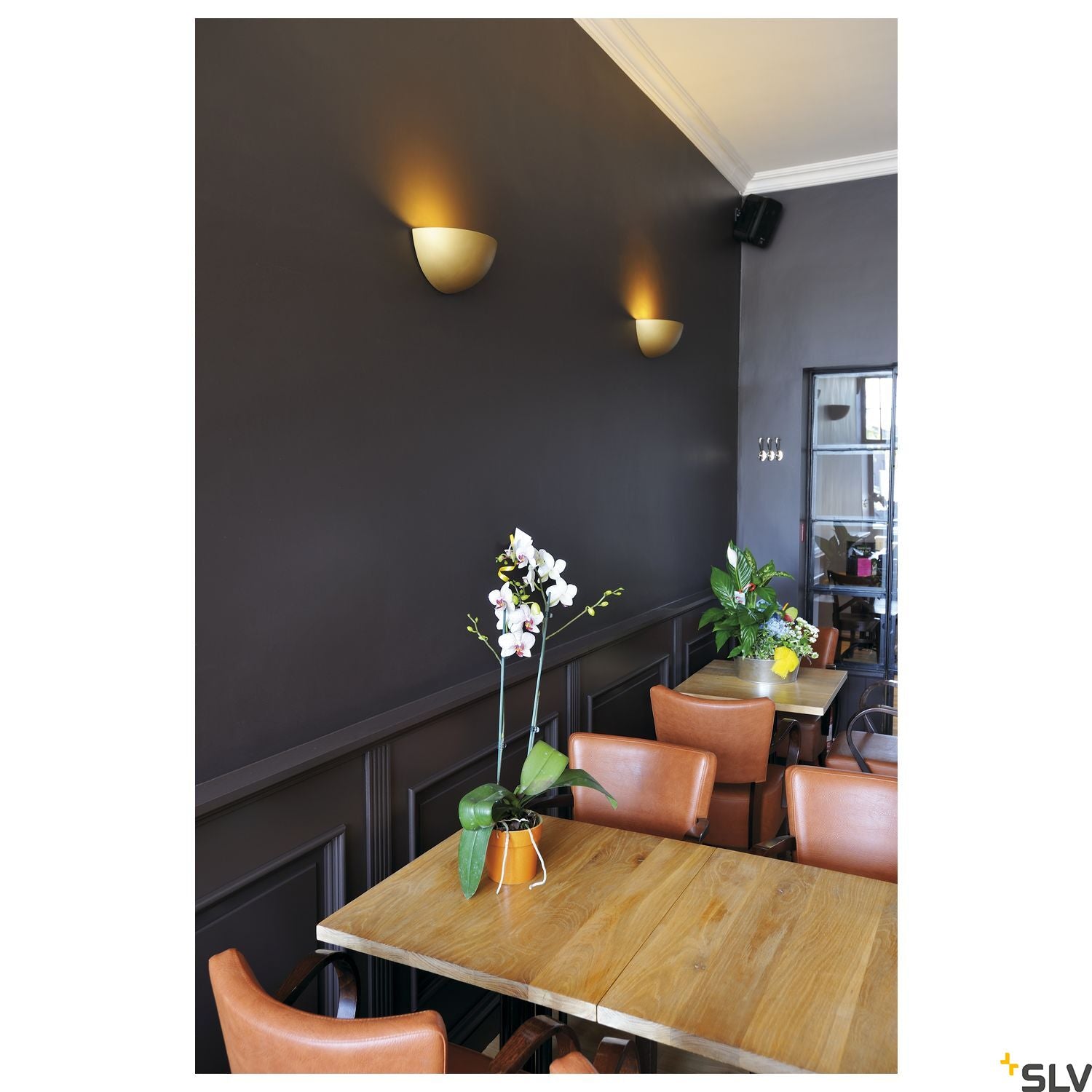 SLV Wall light, GL 101 E14, semicircular, white plaster, max. 40W 148013