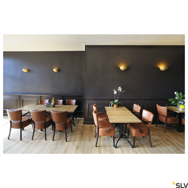 SLV Wall light, GL 101 E14, semicircular, white plaster, max. 40W 148013