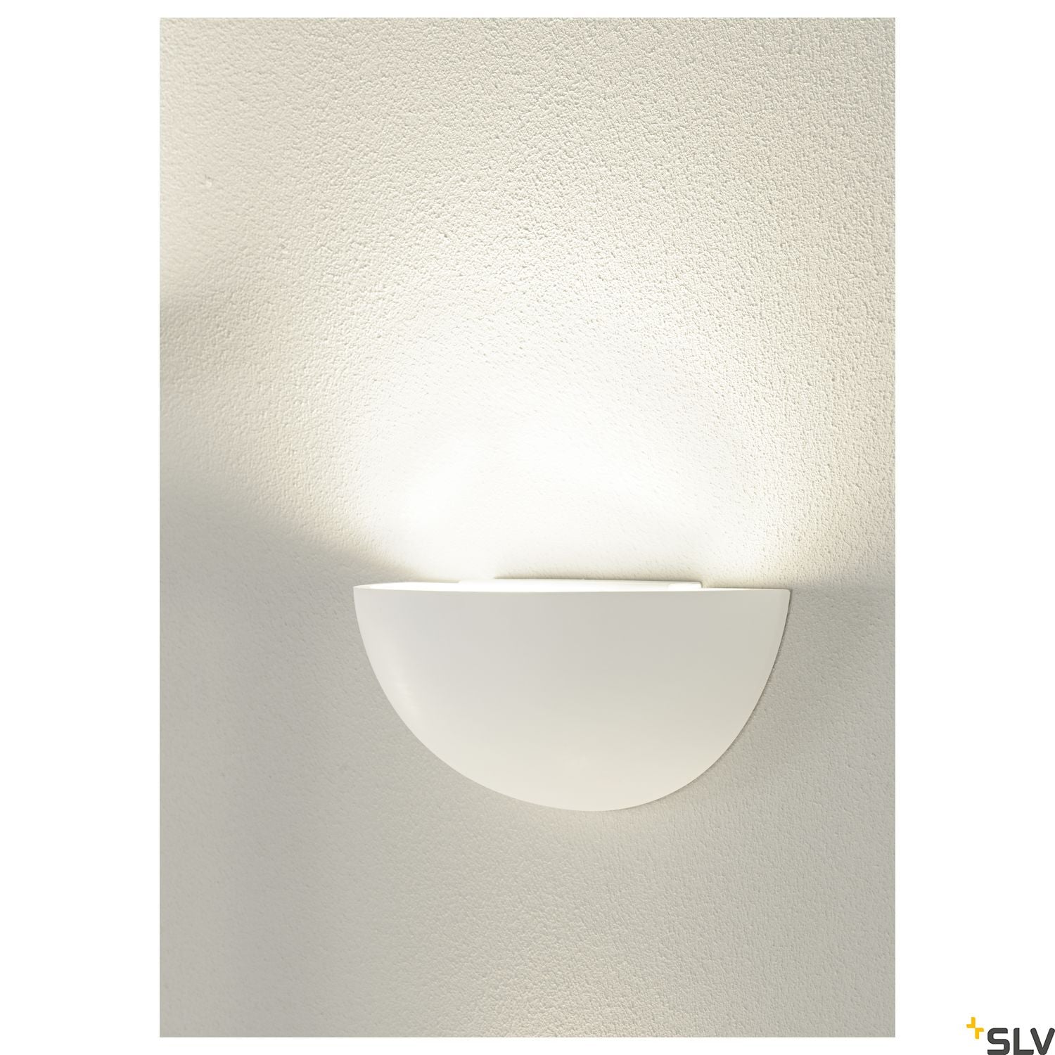 SLV Wall light, GL 101 E14, semicircular, white plaster, max. 40W 148013