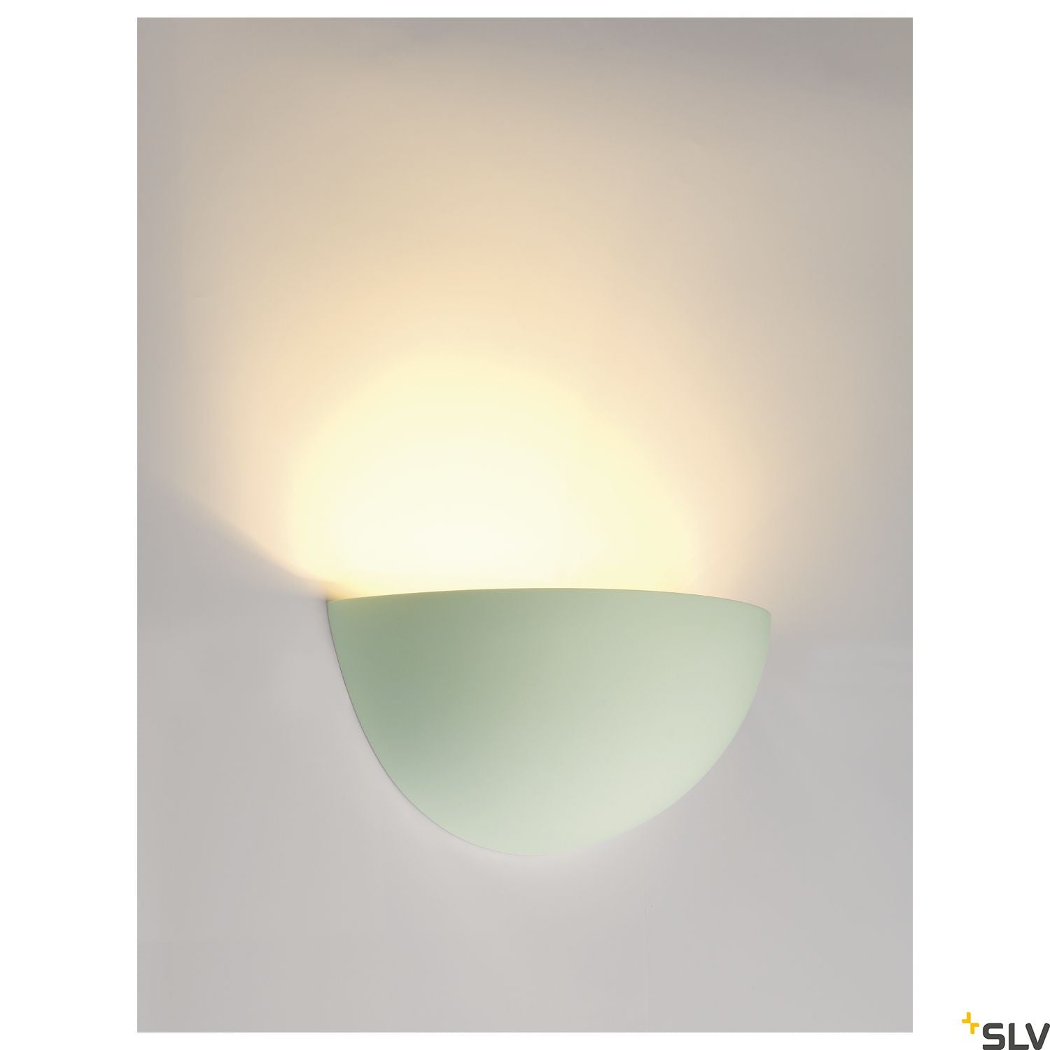 SLV Wall light, GL 101 E14, semicircular, white plaster, max. 40W 148013