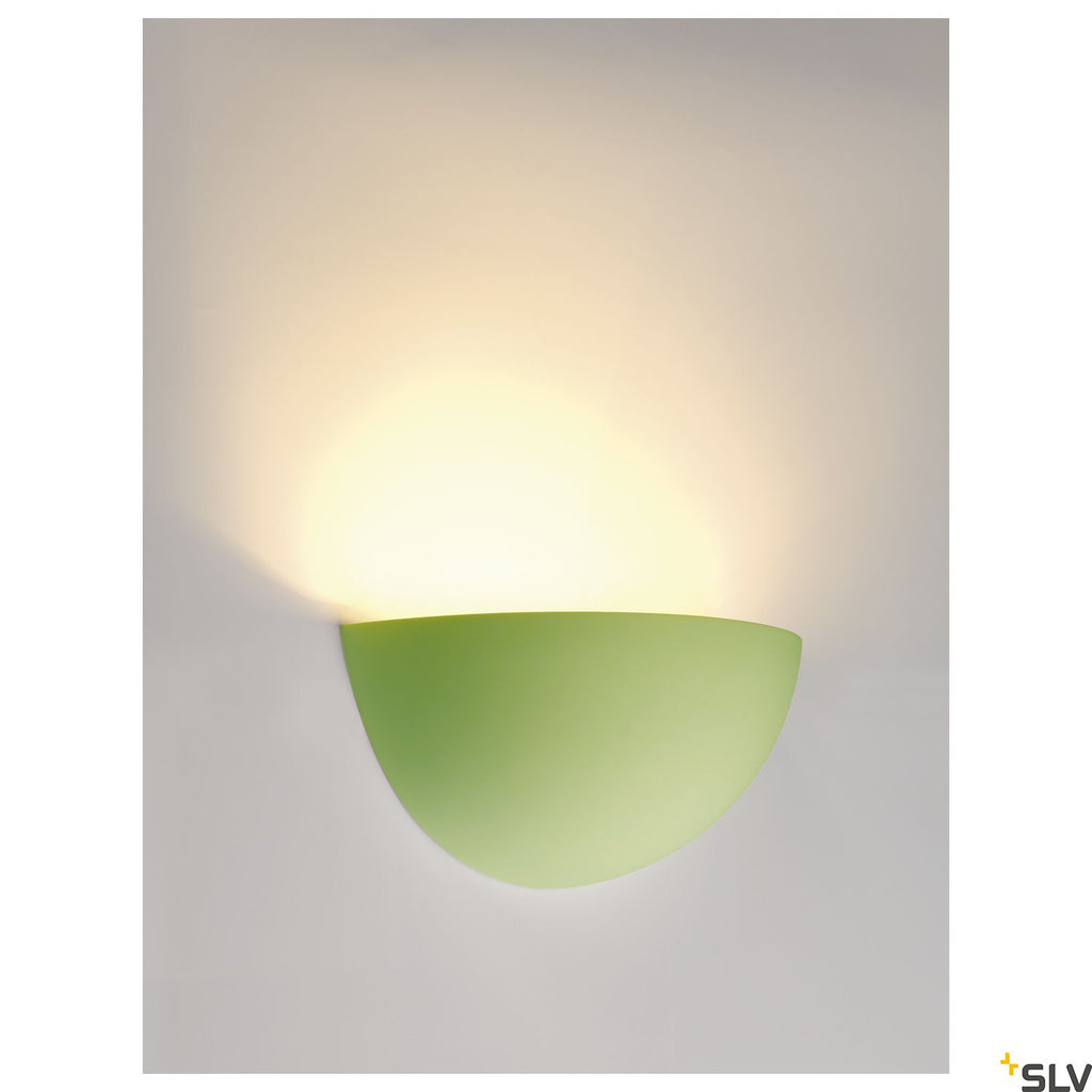 SLV Wall light, GL 101 E14, semicircular, white plaster, max. 40W 148013