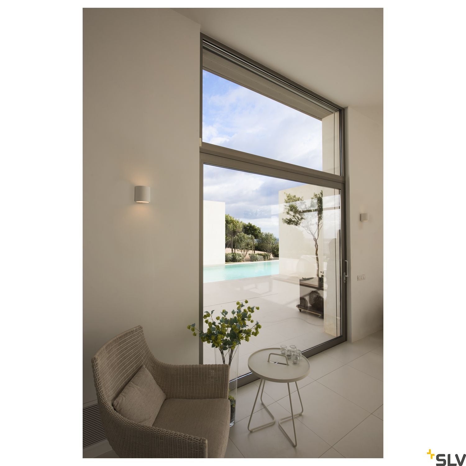 SLV Plaster wall light, GL 104 ROUND, white plaster, G9, max. 42W 148016
