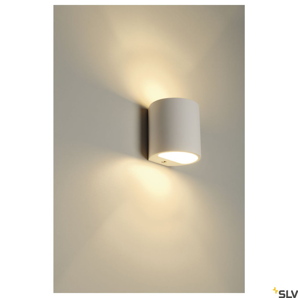 SLV Plaster wall light, GL 104 ROUND, white plaster, G9, max. 42W 148016