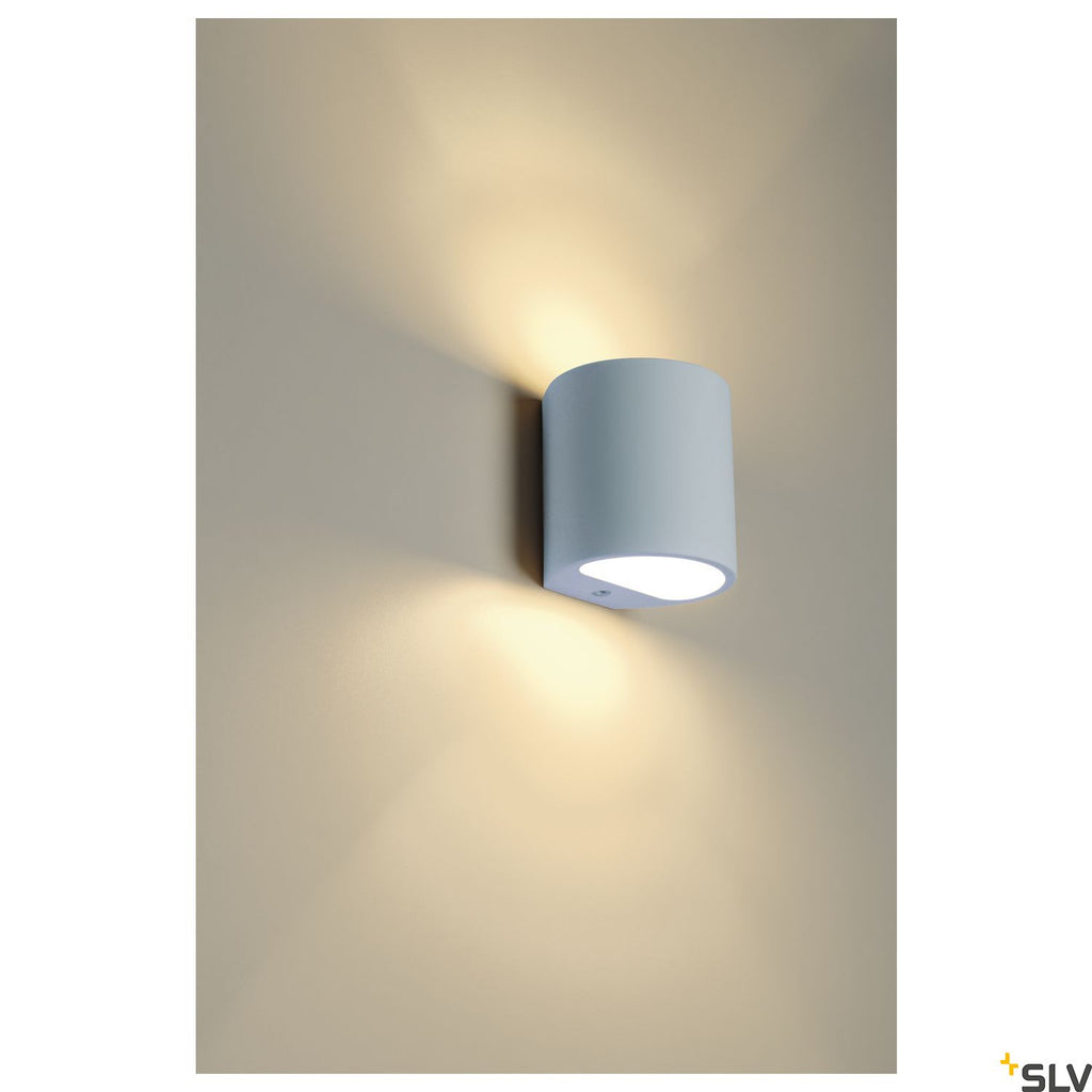 SLV Plaster wall light, GL 104 ROUND, white plaster, G9, max. 42W 148016