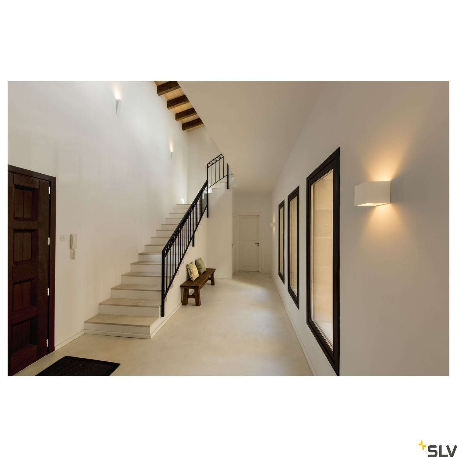 SLV Plaster CUBE wall light, square, white plaster, G9, max. 42W 148018
