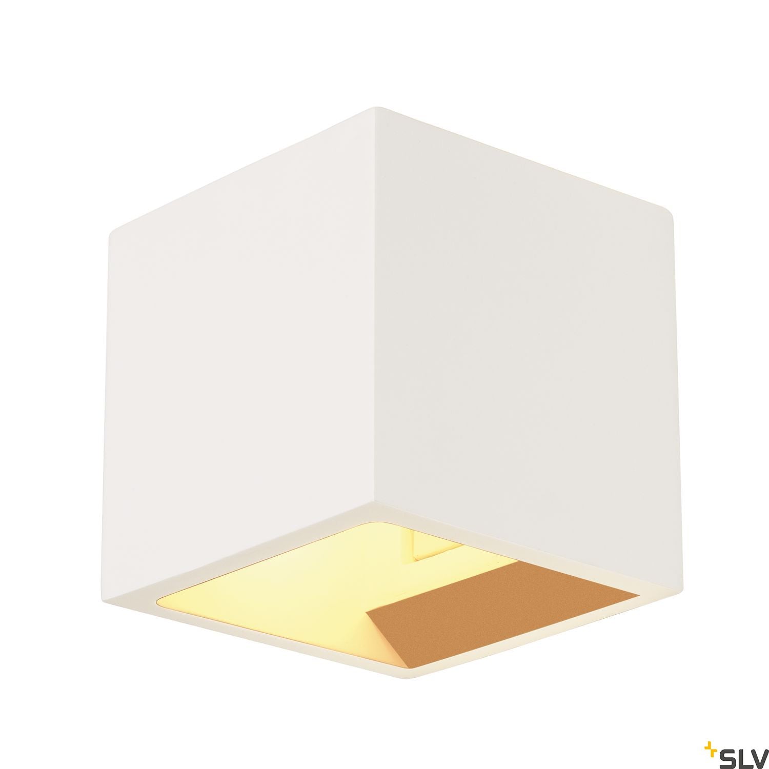 SLV Plaster CUBE wall light, square, white plaster, G9, max. 42W 148018