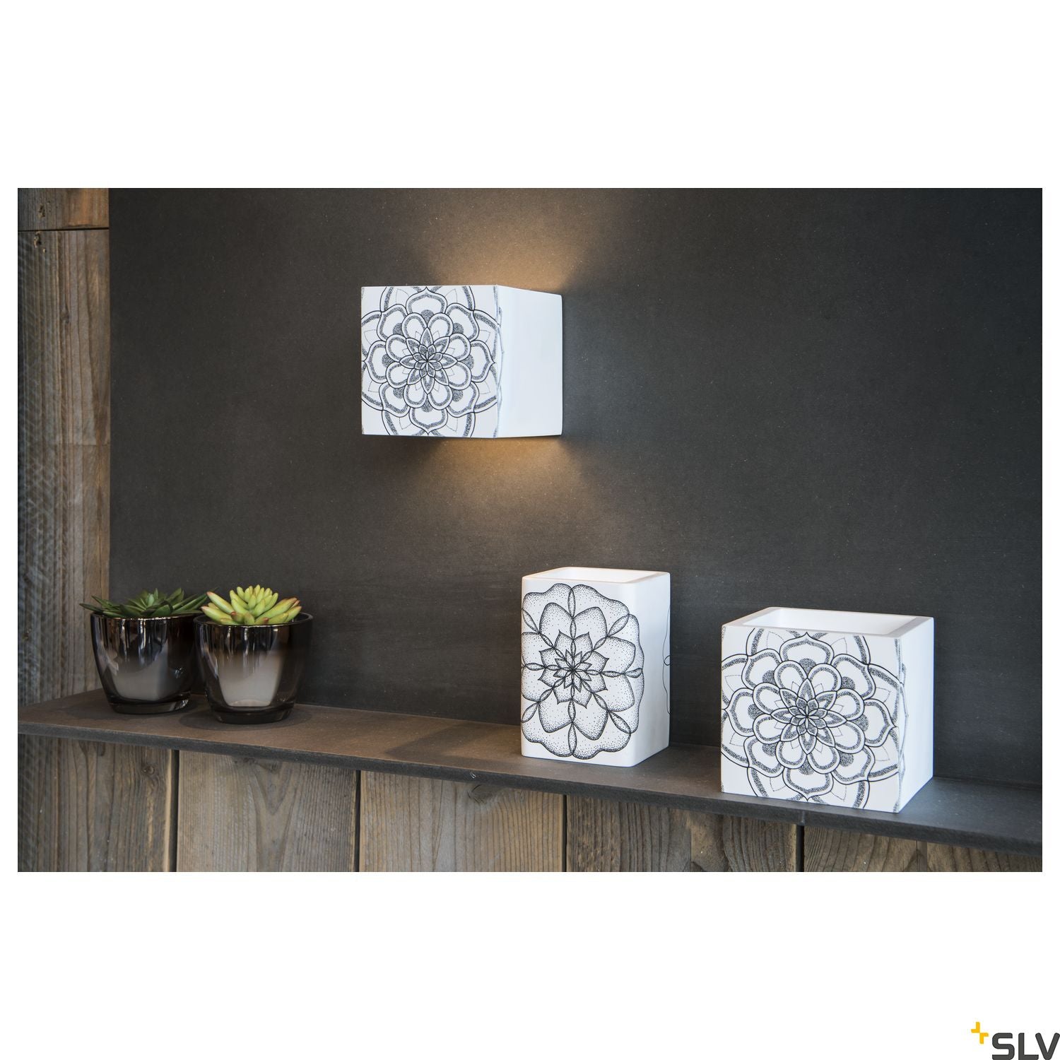 SLV Plaster CUBE wall light, square, white plaster, G9, max. 42W 148018