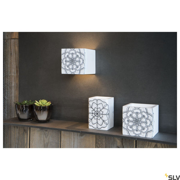 SLV Plaster CUBE wall light, square, white plaster, G9, max. 42W 148018
