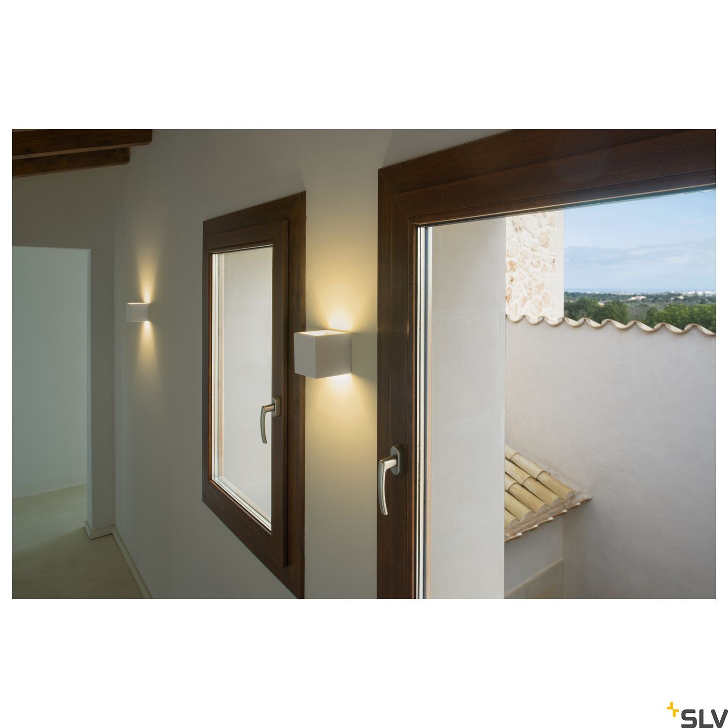 SLV Plaster CUBE wall light, square, white plaster, G9, max. 42W 148018