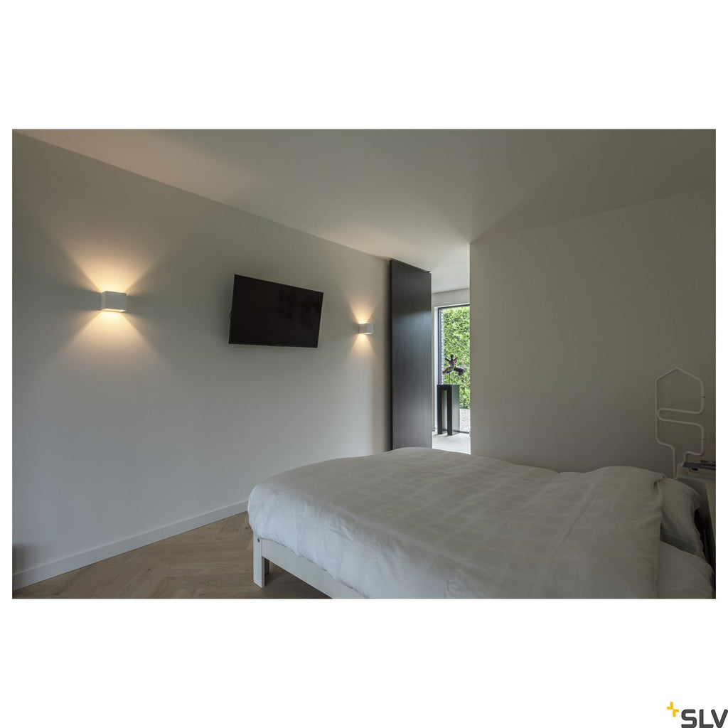 SLV Plaster CUBE wall light, square, white plaster, G9, max. 42W 148018