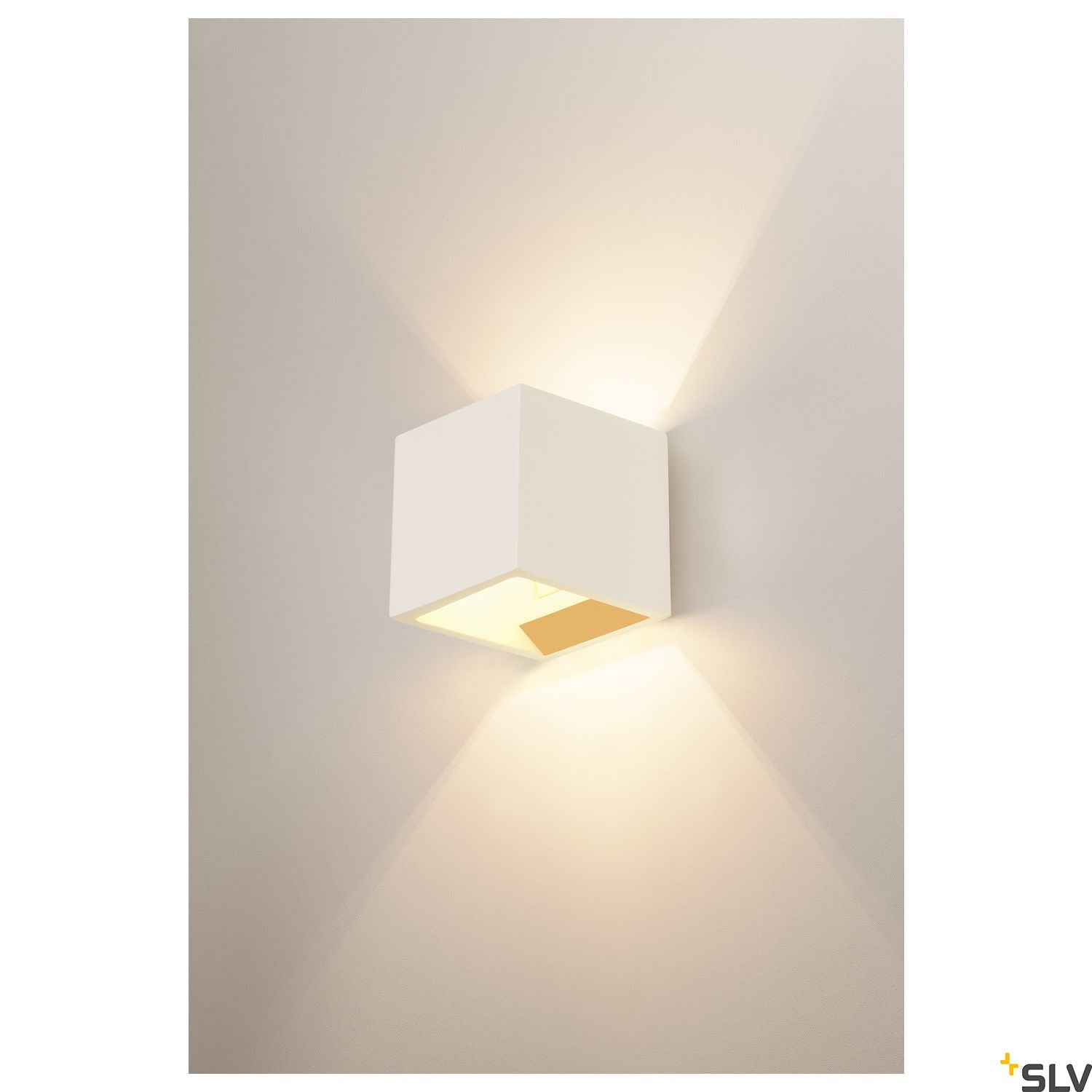 SLV Plaster CUBE wall light, square, white plaster, G9, max. 42W 148018