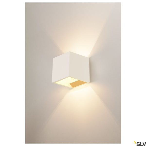 SLV Plaster CUBE wall light, square, white plaster, G9, max. 42W 148018