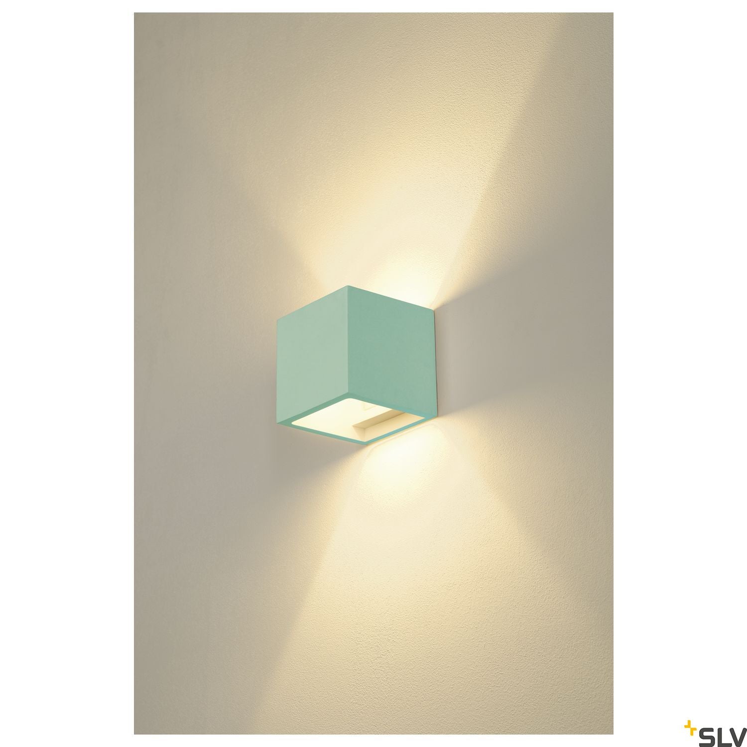 SLV Plaster CUBE wall light, square, white plaster, G9, max. 42W 148018