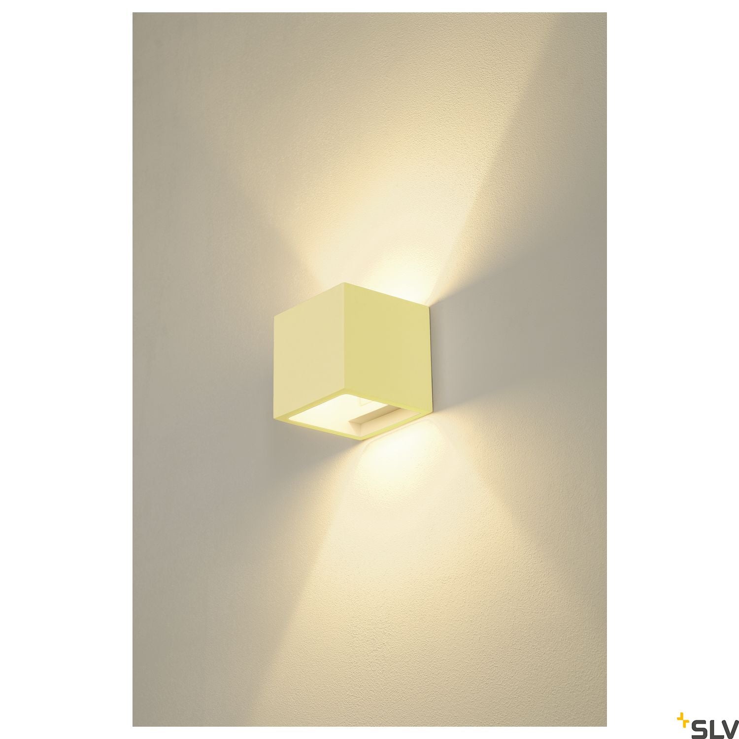 SLV Plaster CUBE wall light, square, white plaster, G9, max. 42W 148018