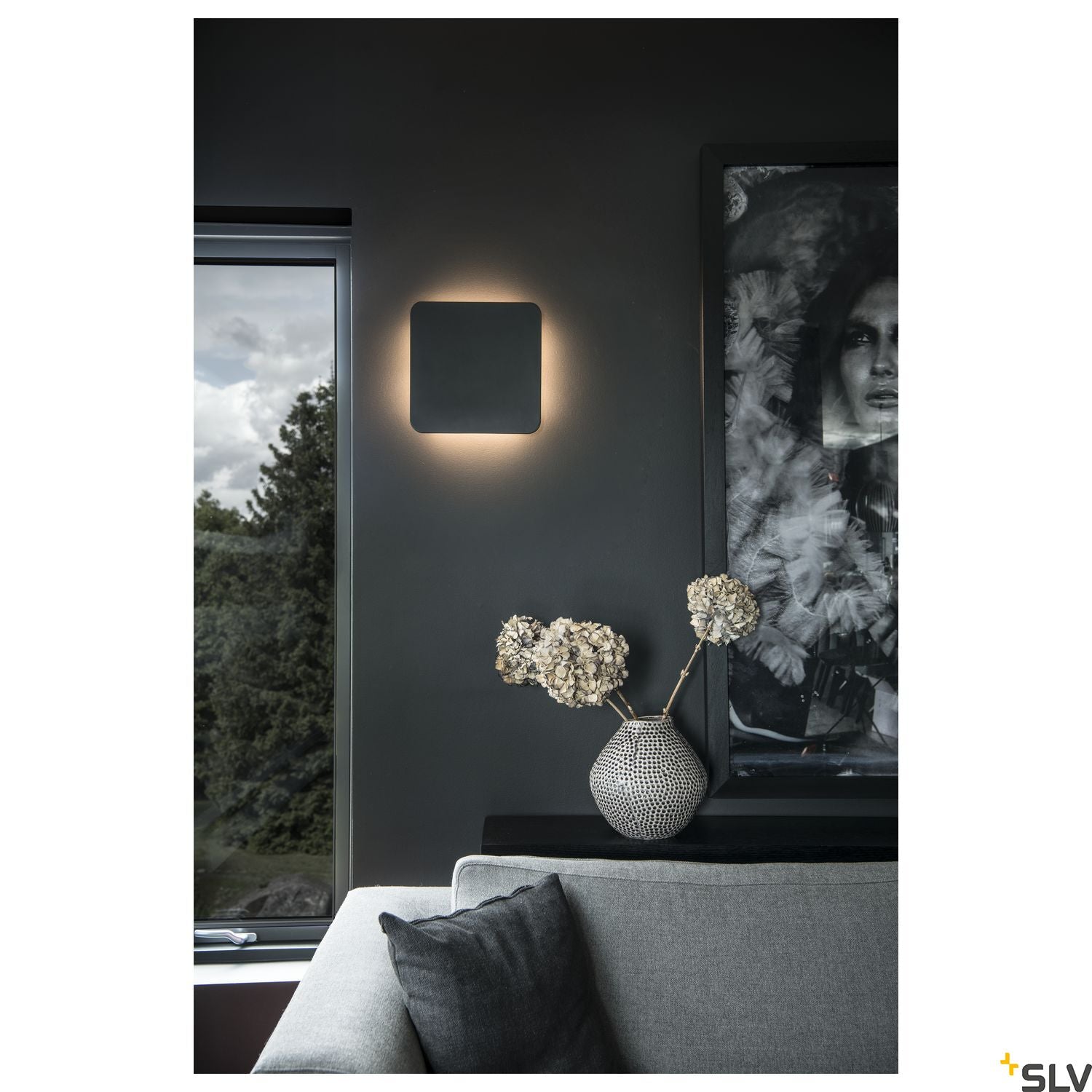 SLV Plaster SQUARE wall light, square, white plaster, 48 LED, 3000K 148019