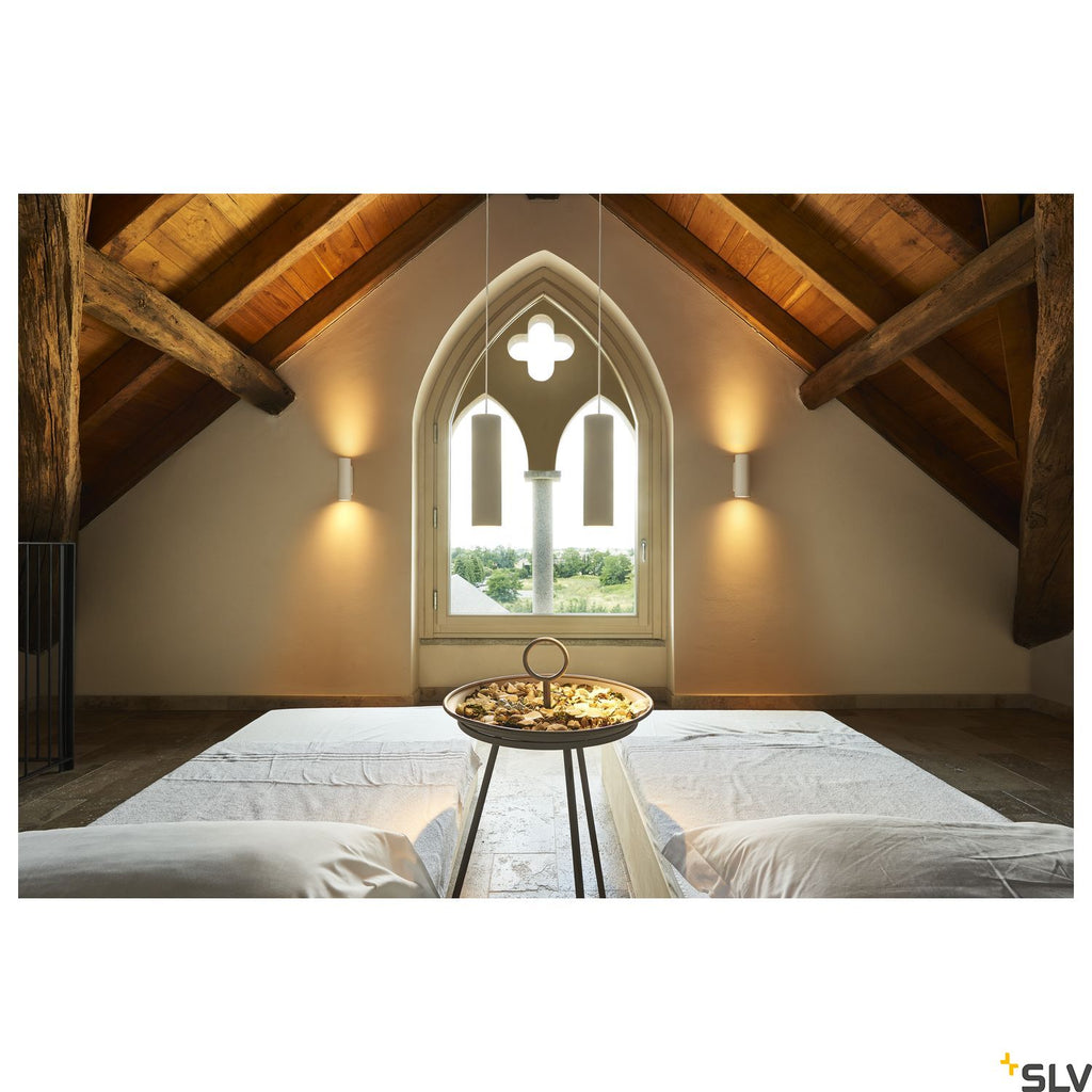 SLV Plaster WALL LIGHT, white plaster, round, 2x GU10, max. 2x 35W 148060