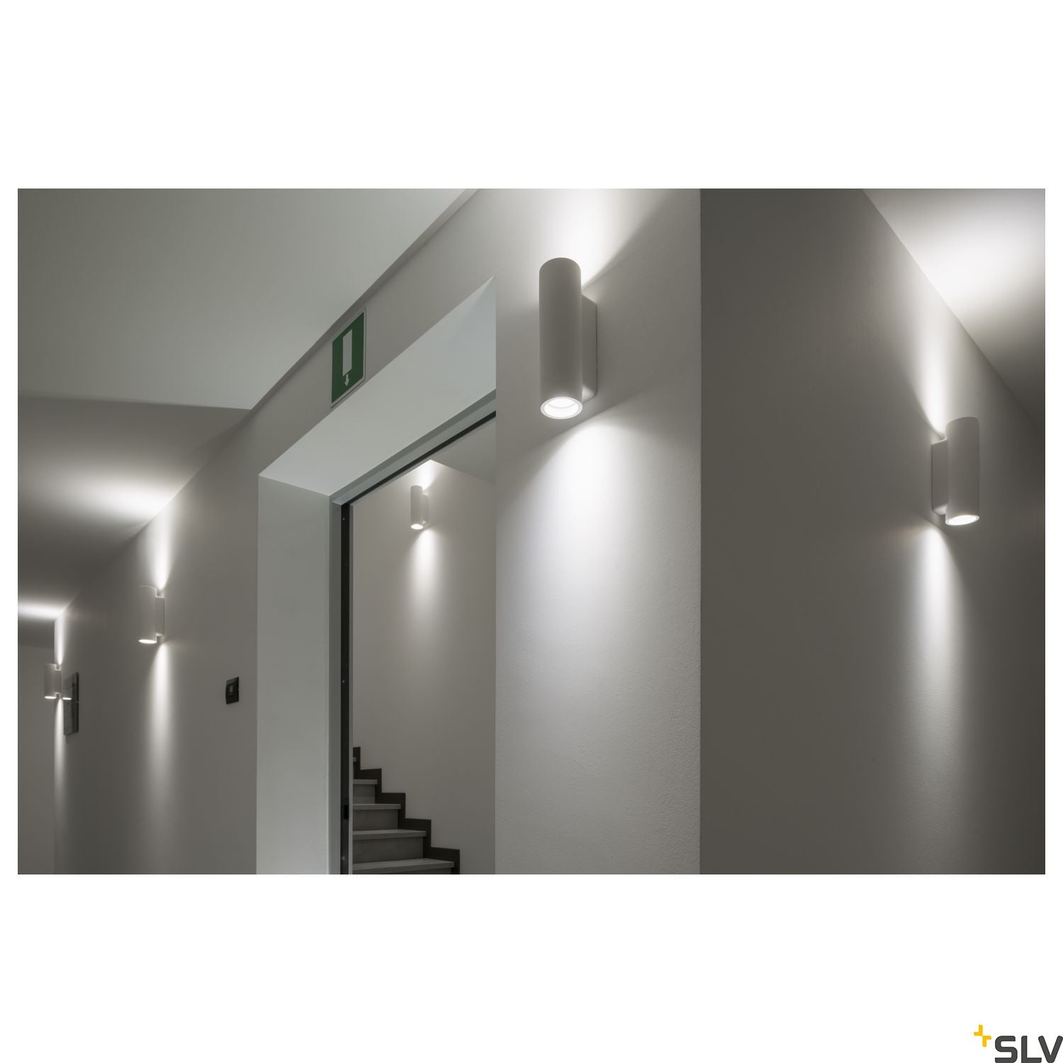 SLV Plaster WALL LIGHT, white plaster, round, 2x GU10, max. 2x 35W 148060
