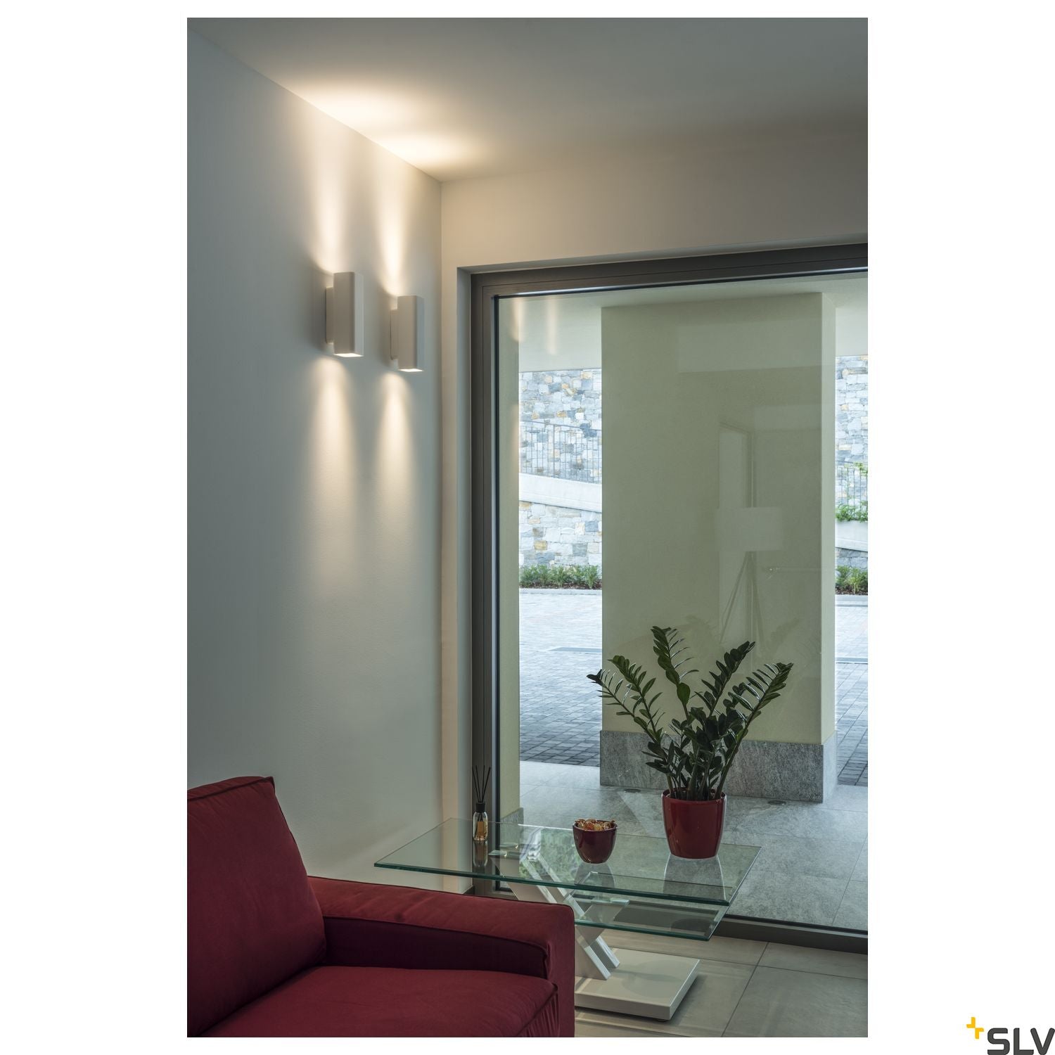 SLV Plaster WALL LIGHT, white plaster, round, 2x GU10, max. 2x 35W 148060