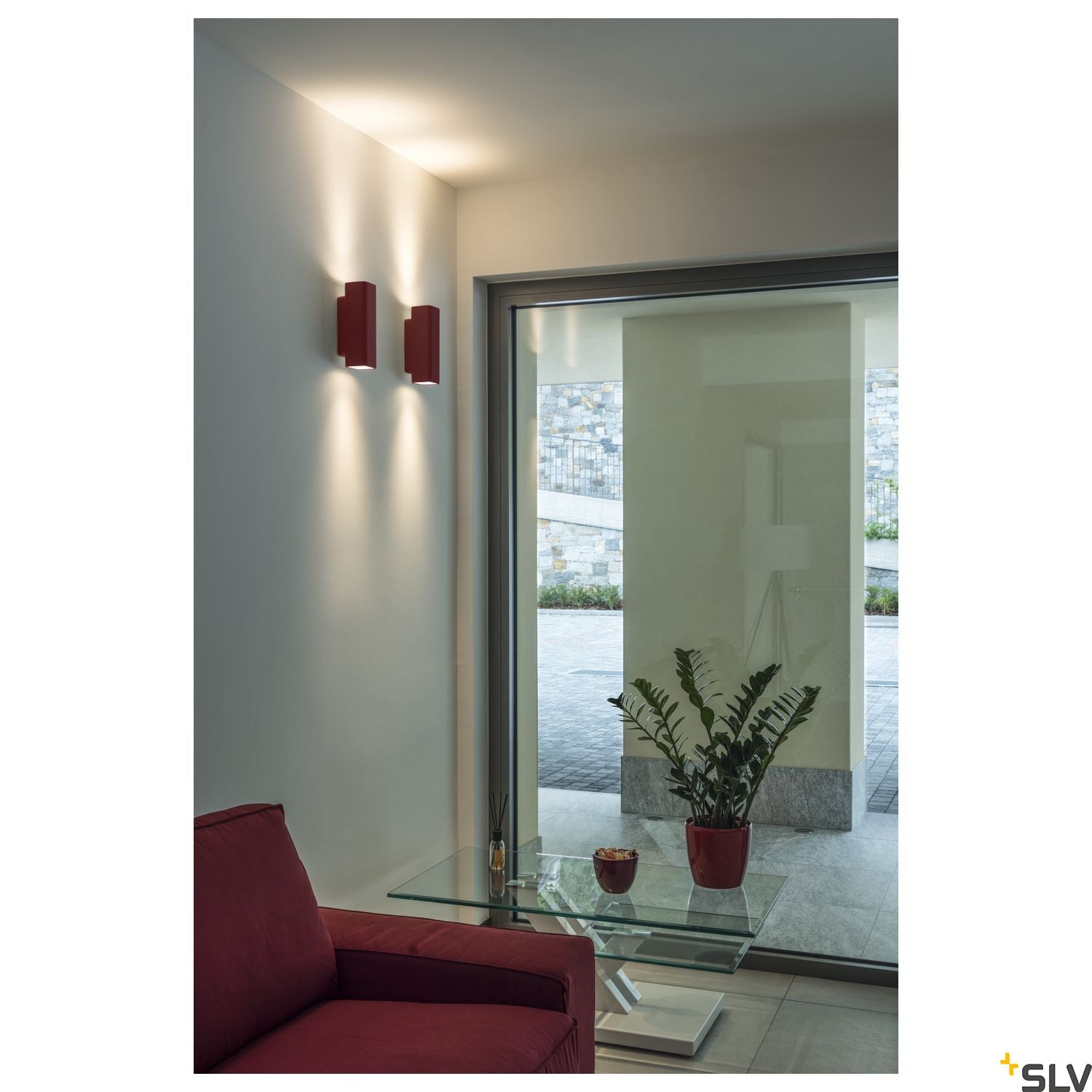 SLV Plaster WALL LIGHT, white plaster, round, 2x GU10, max. 2x 35W 148060