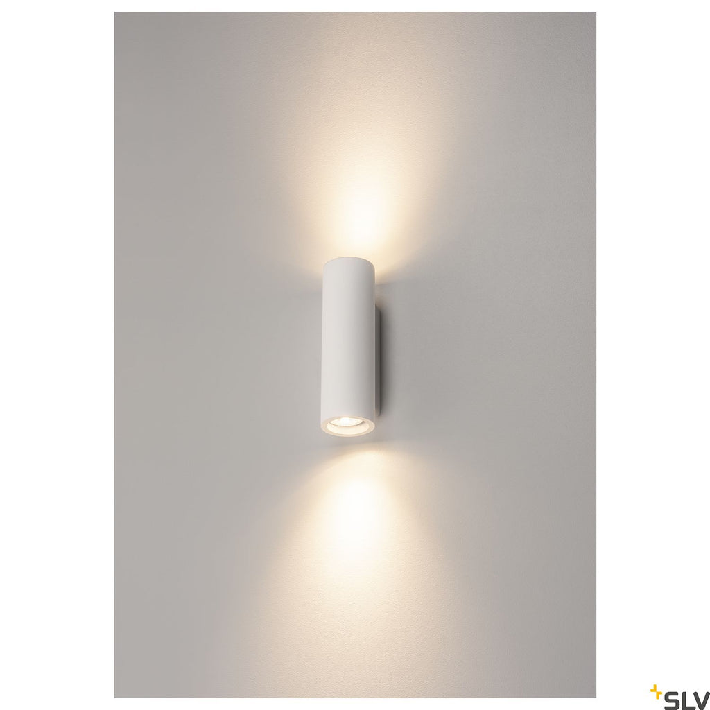 SLV Plaster WALL LIGHT, white plaster, round, 2x GU10, max. 2x 35W 148060
