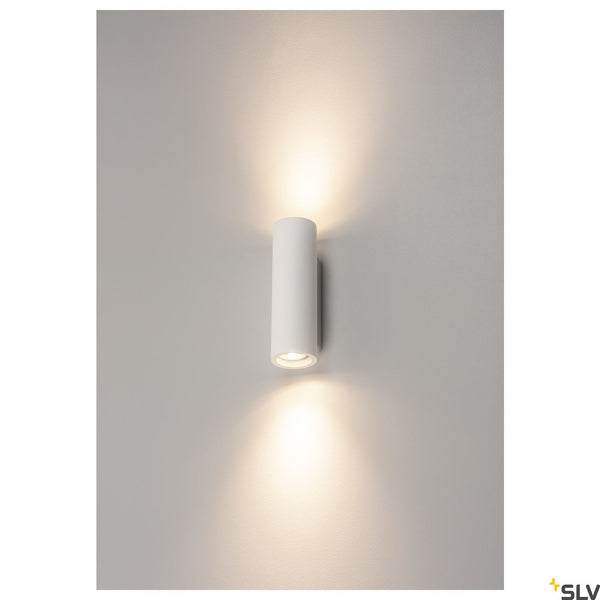 SLV Plaster WALL LIGHT, white plaster, round, 2x GU10, max. 2x 35W 148060