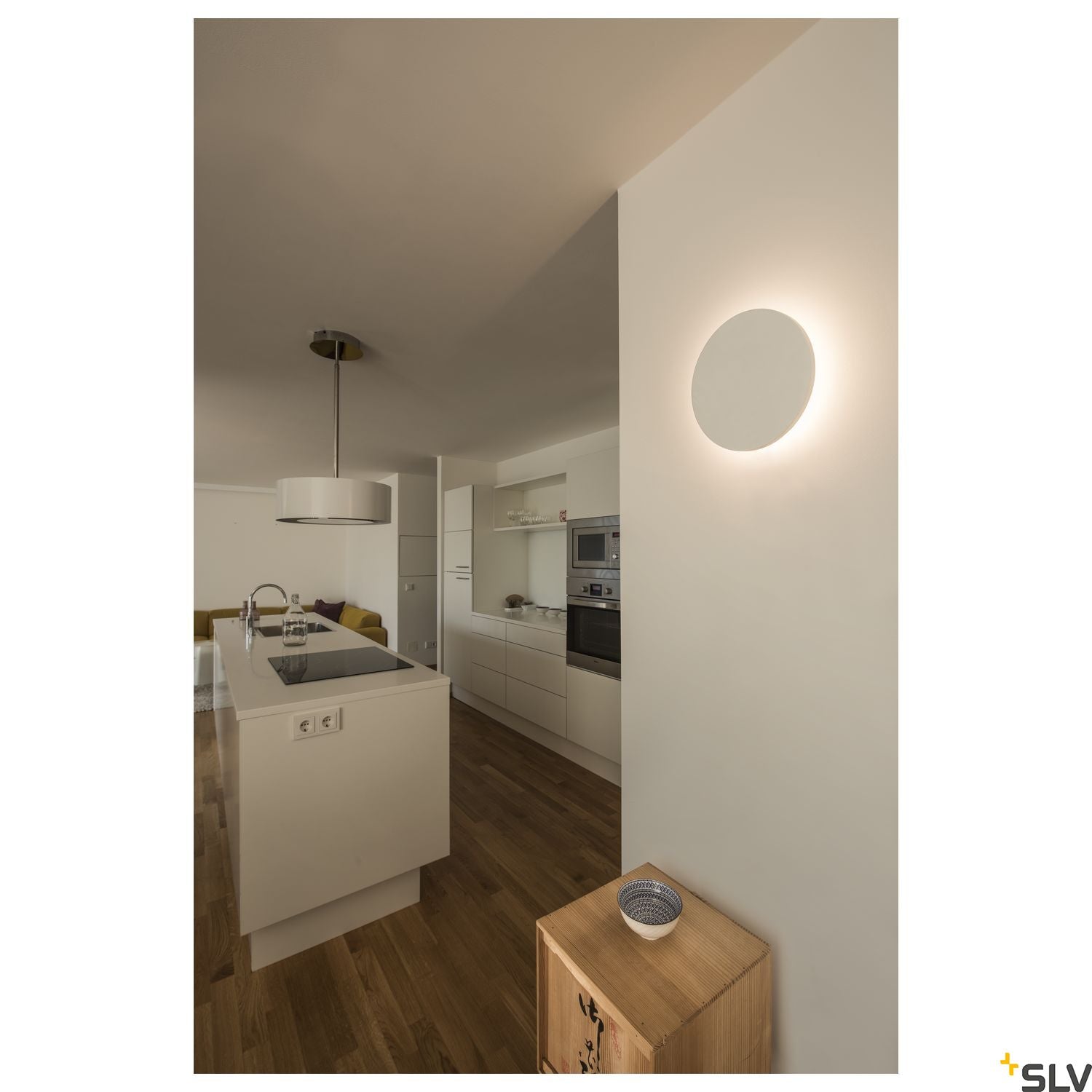SLV Plaster, wall light, LED, 3000K, round, white plaster, Ø 26cm 148091