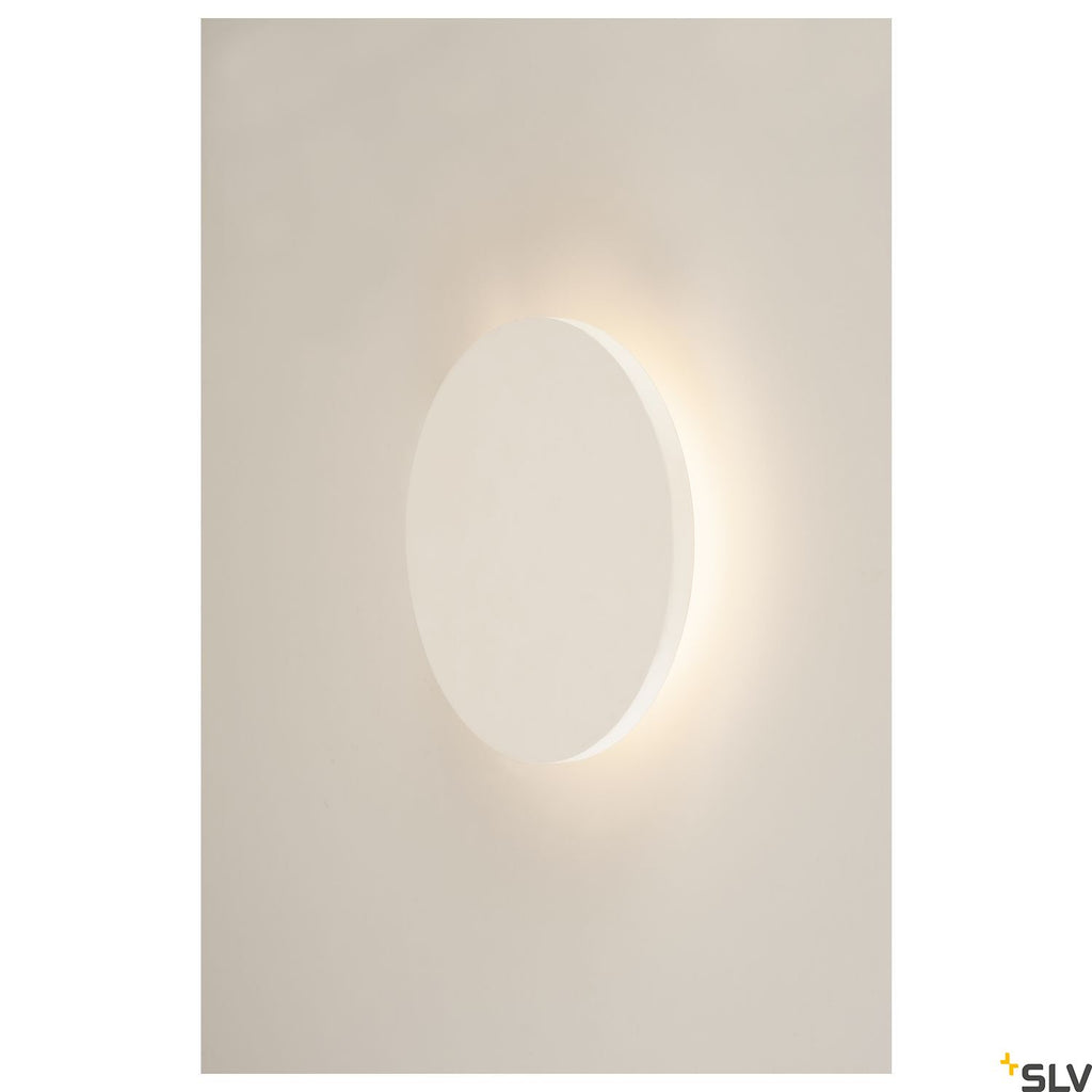 SLV Plaster, wall light, LED, 3000K, round, white plaster, Ø 26cm 148091