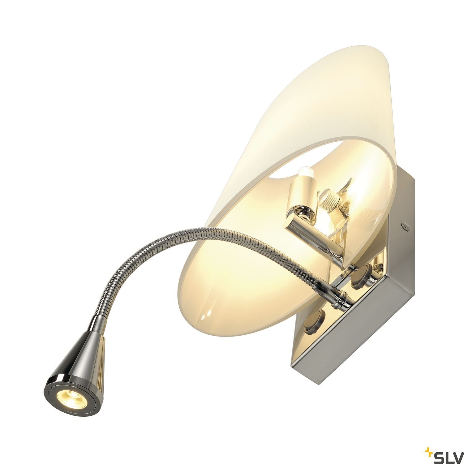 SLV COUPA FLEXLED wall light, chrome, frosted glass, 1xG9 max. 40W, 3W LED, 3000K 149452