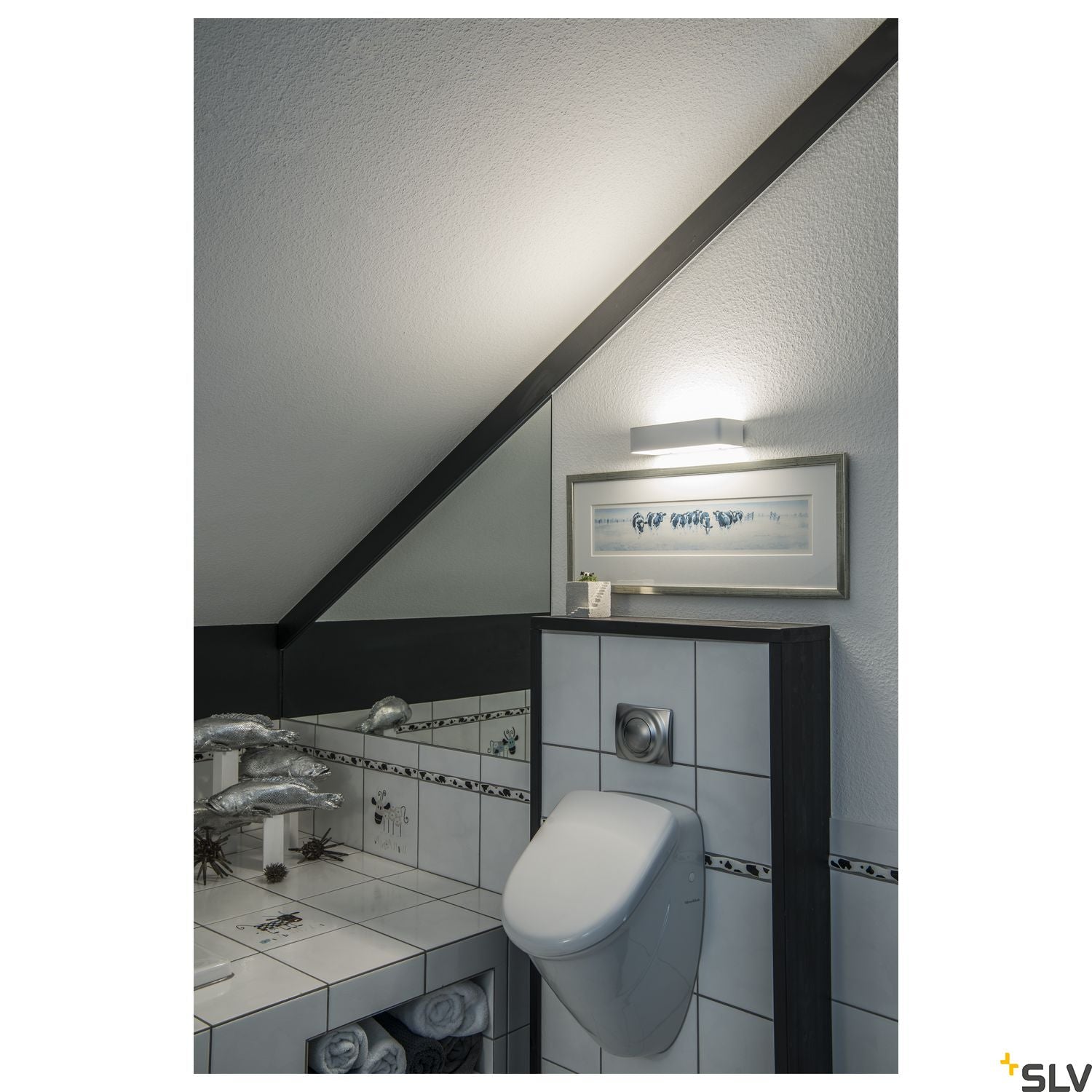 SLV Wall light, WL 149 R7s, rectangular, matt white, R7s 78mm, max. 60W, up/down 149471