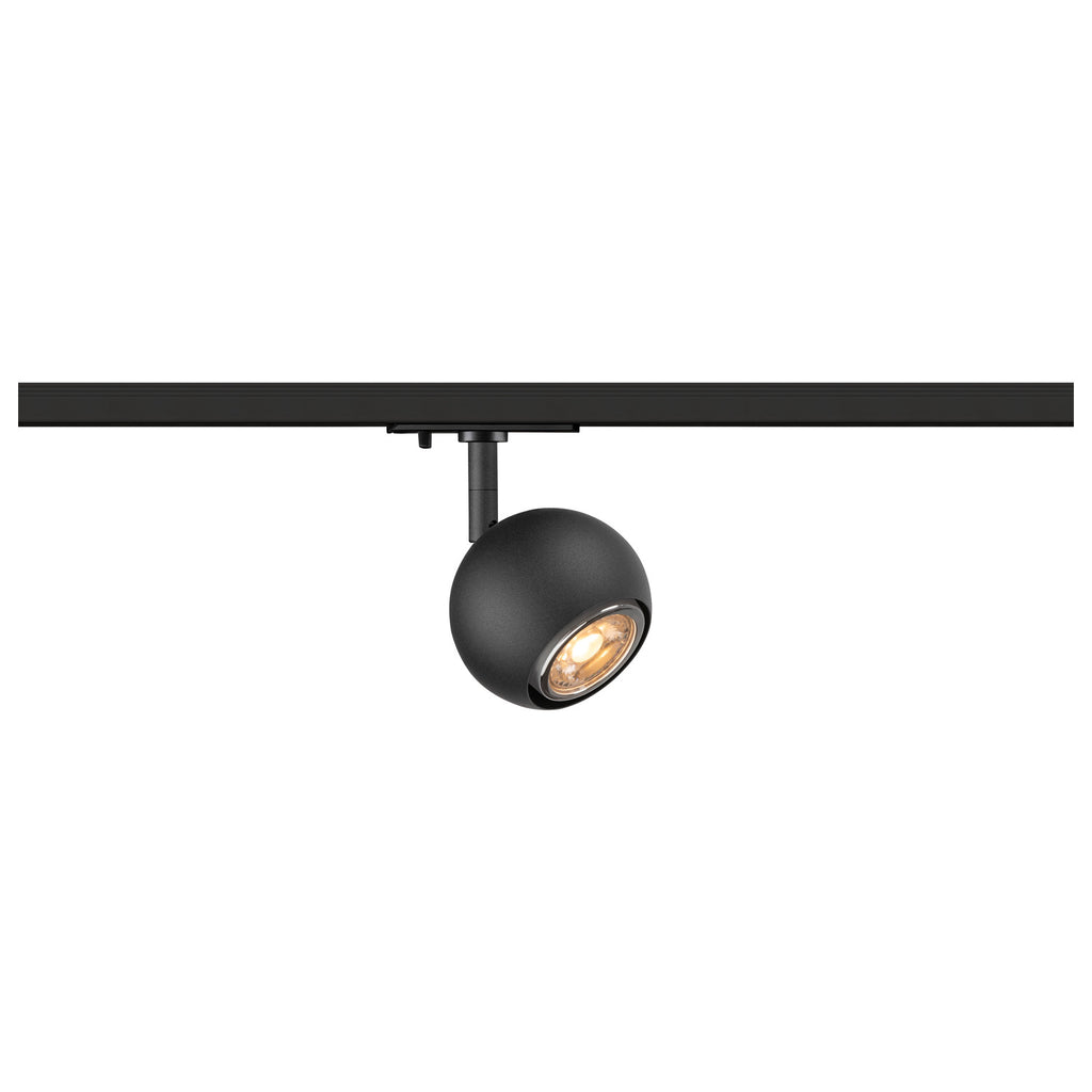 Black Track Light Fitting SLV LIGHT EYE® 90, 1~  Track spotlight, round, GU10, 1x max. 6 W, matt black 1008180