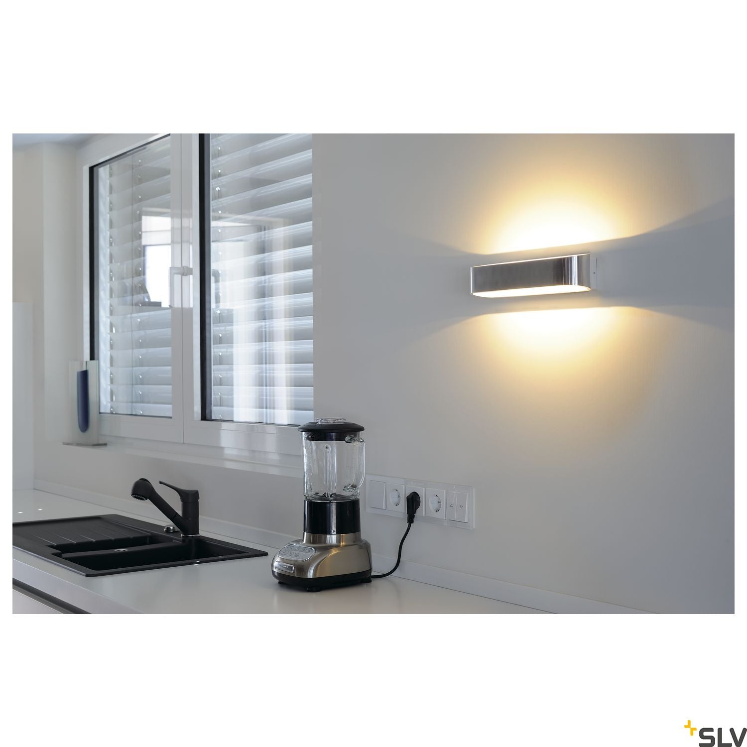 SLV ASSO 300 LED wall light, oval, alu brushed, 2x 5W LED, 3000K 151275